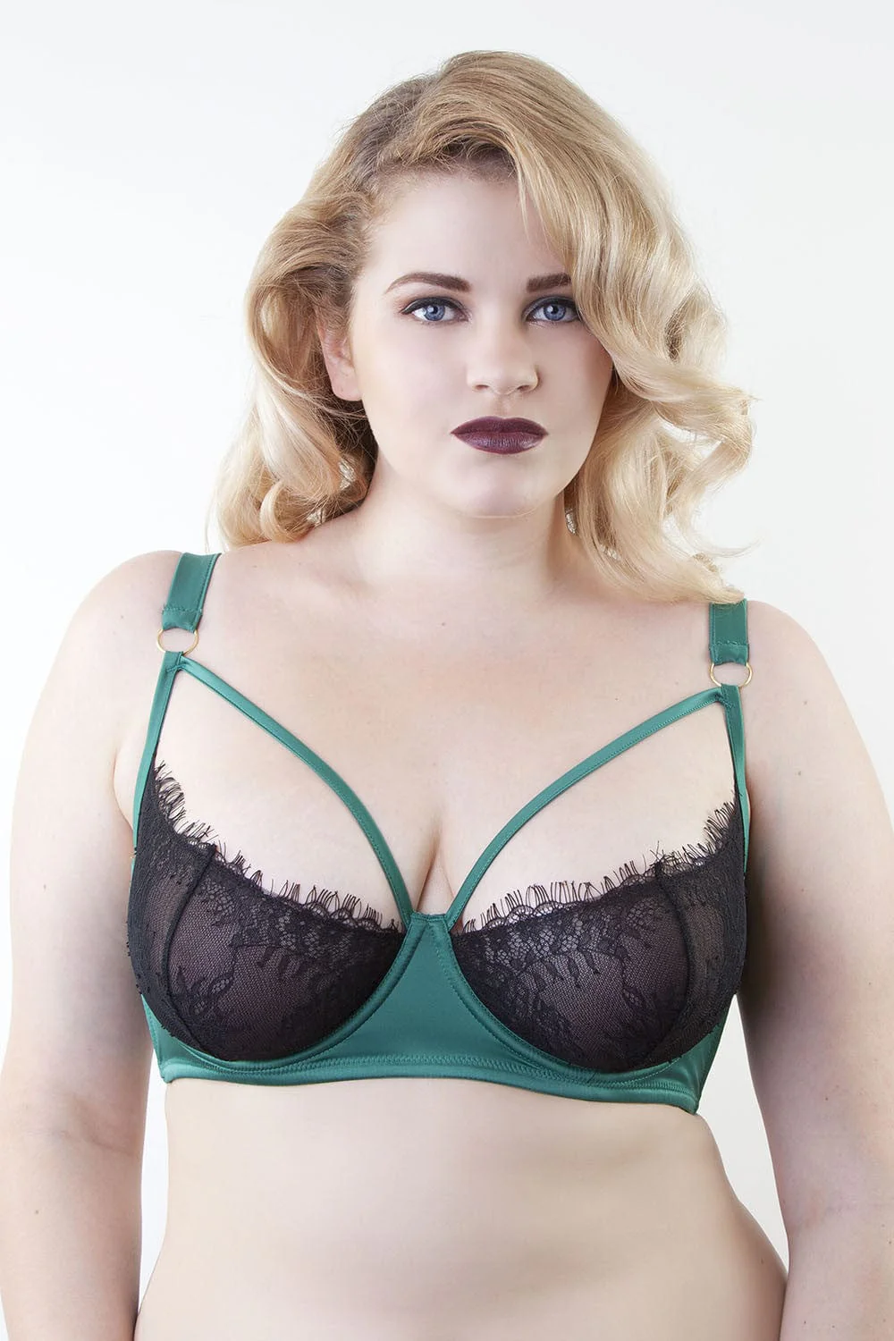 Tamara Forest Green Black Lace Curve Bra - Image 2