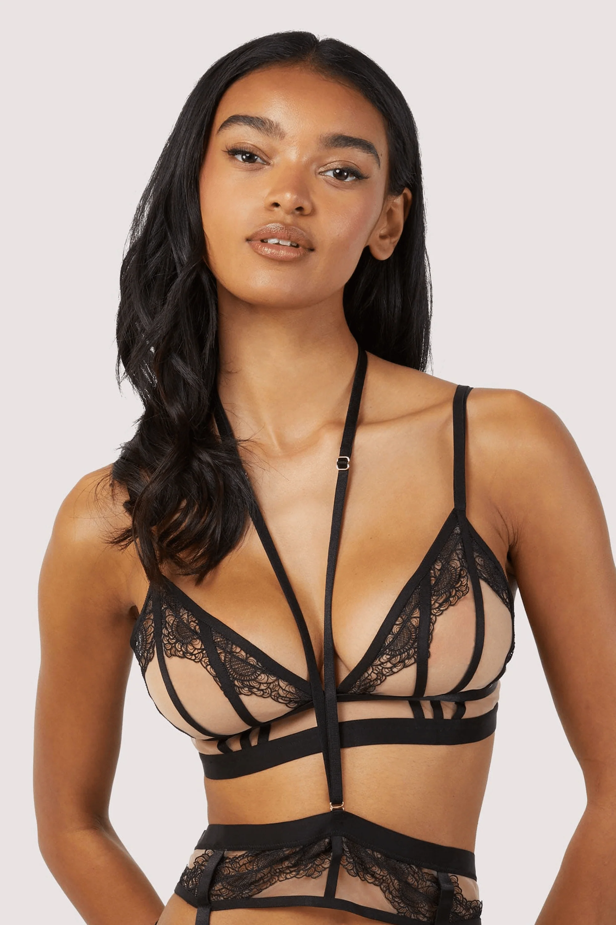 Tasha Black Illusion Mesh Triangle Bra - Image 4