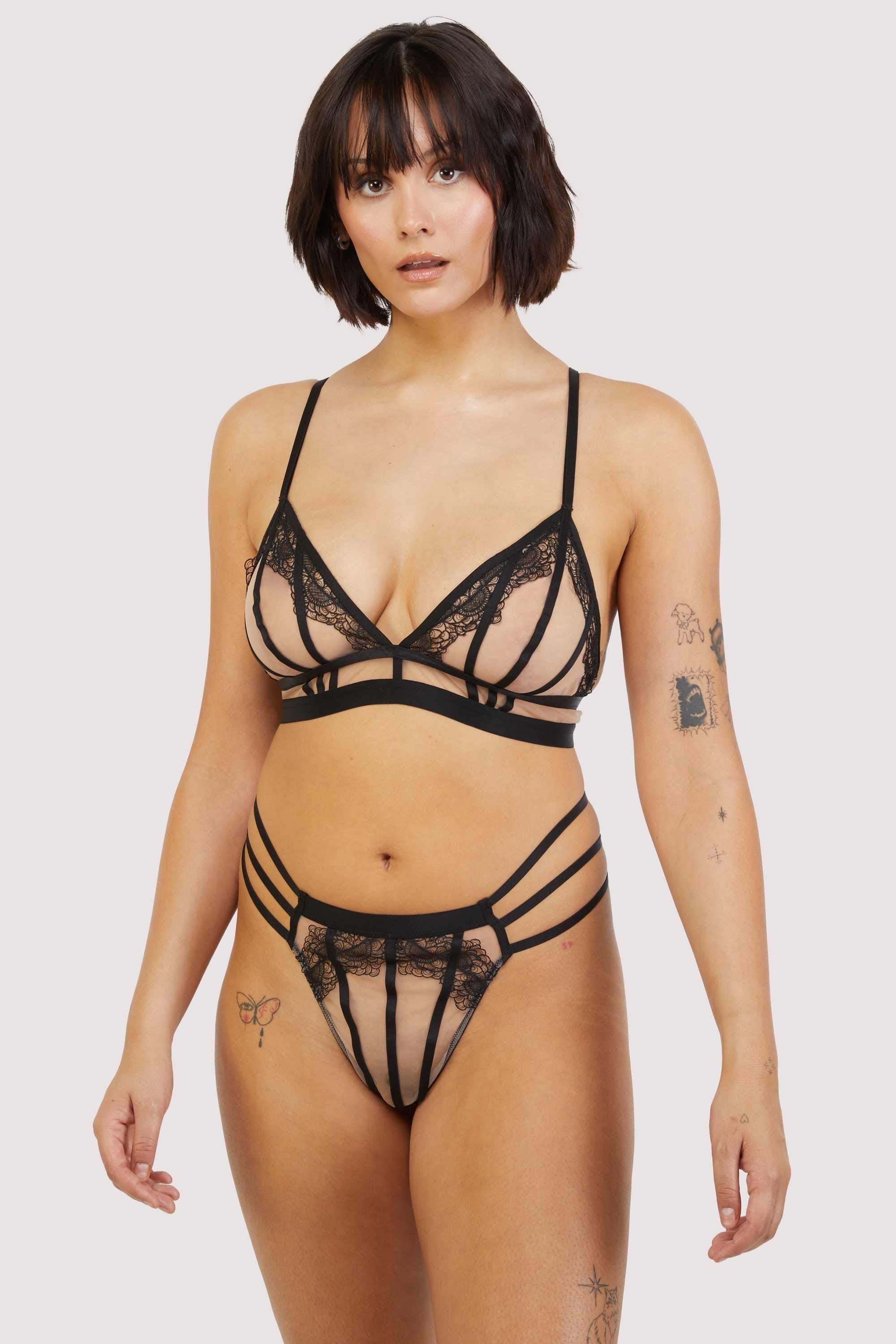 Tasha Black Illusion Mesh Triangle Bra - Image 7