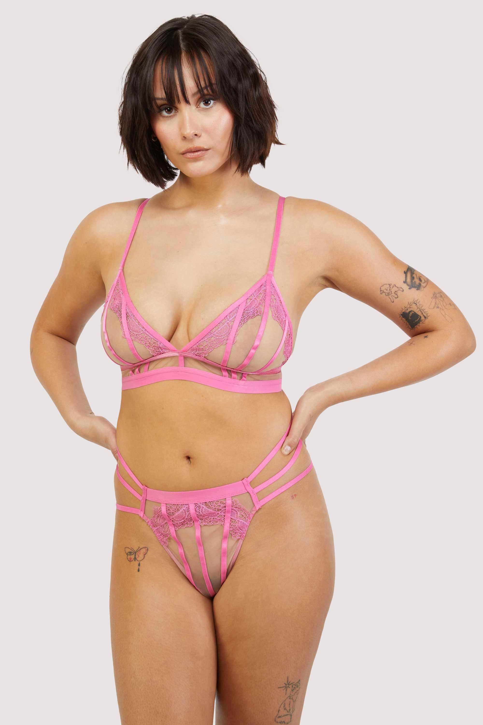 Tasha Pink Illusion Mesh Thong - Image 6