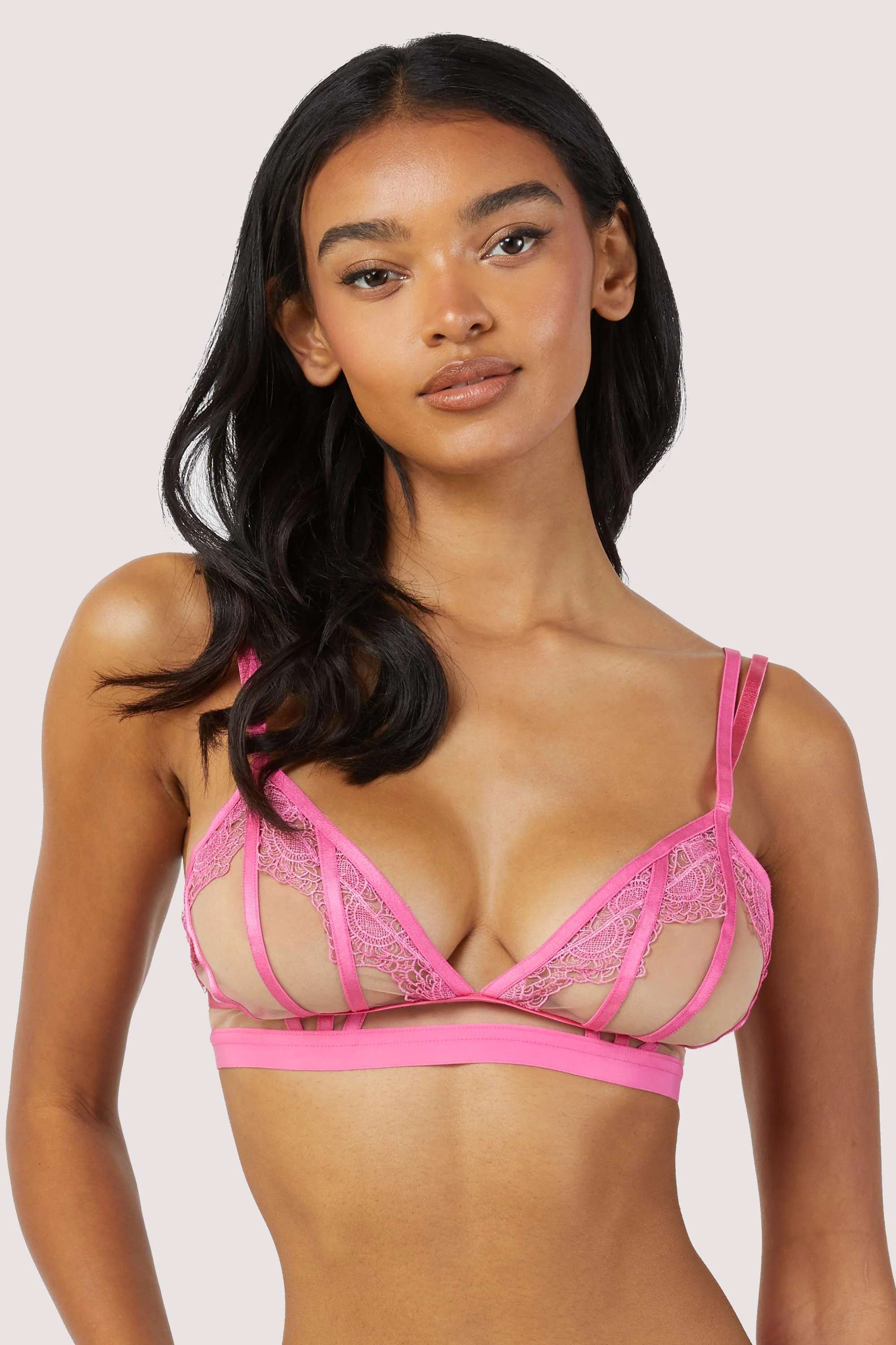 Tasha Pink Illusion Mesh Triangle Bra - Image 3