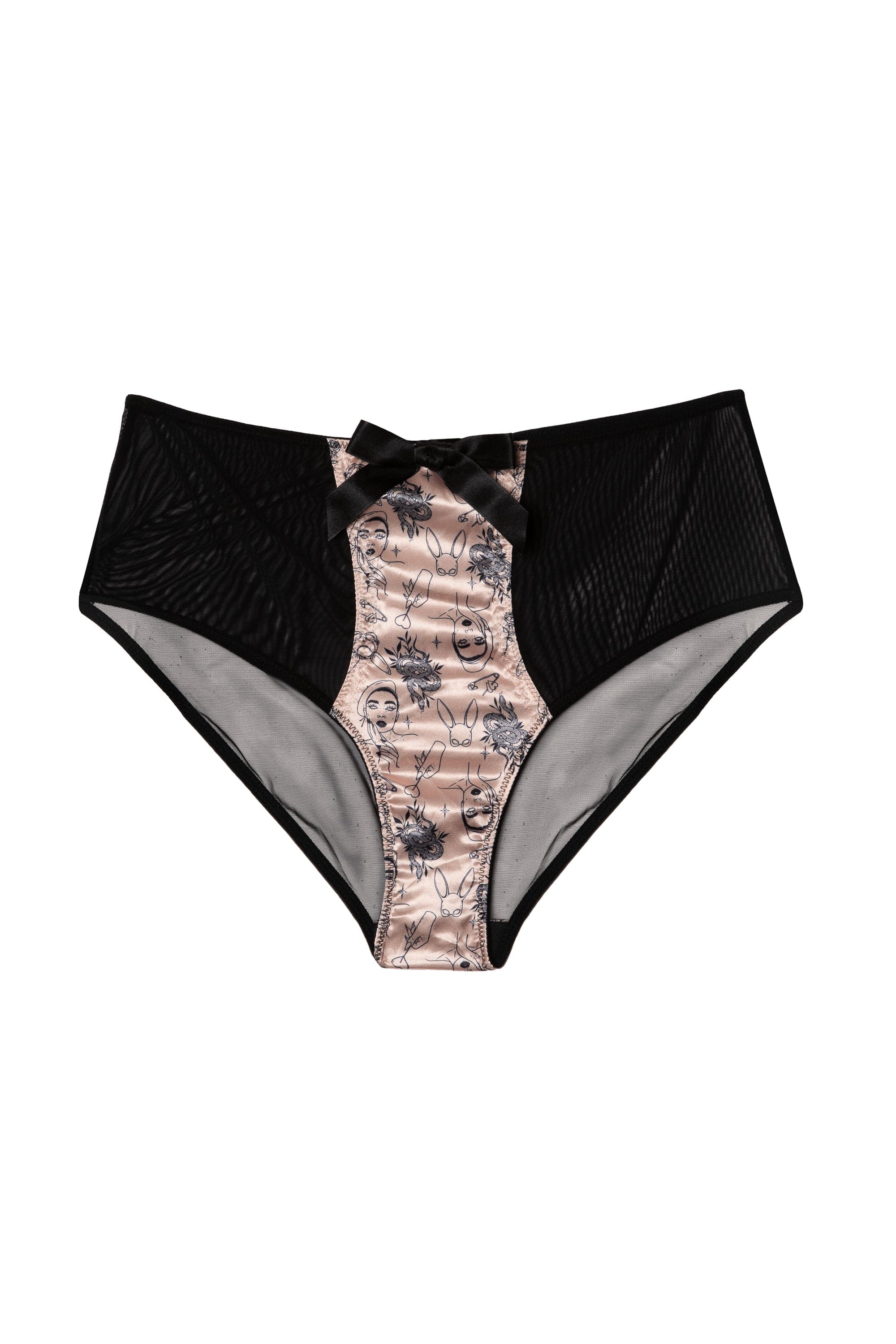 Tattoo Print Black High Waist Brief - Image 3