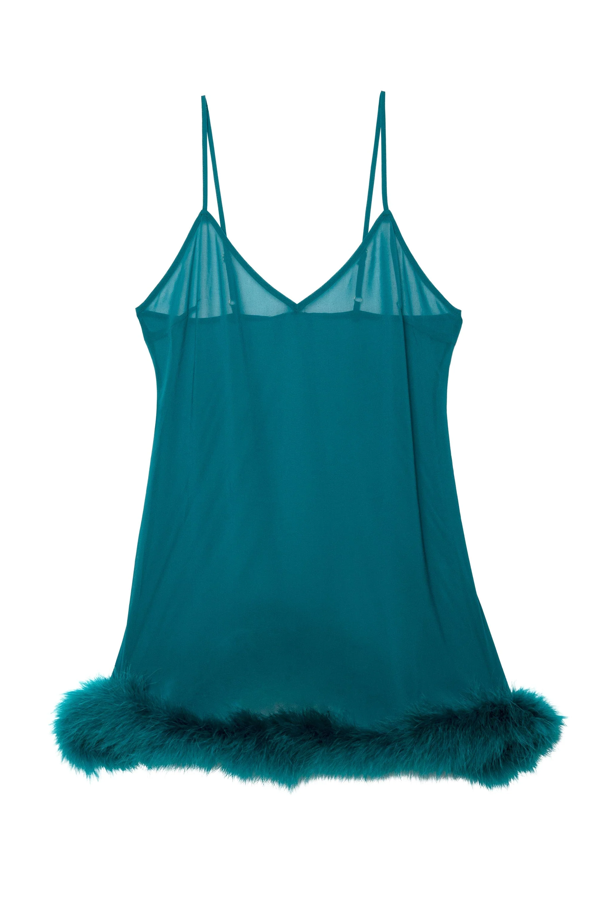 Teal Feather Trim Babydoll - Image 5