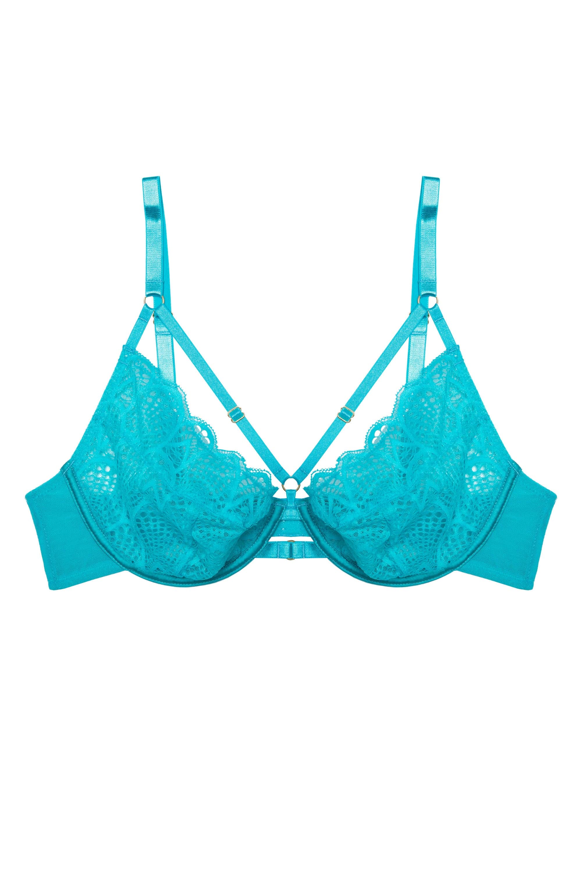 Tia Teal Ring Strap Lace Plunge Bra - Image 5