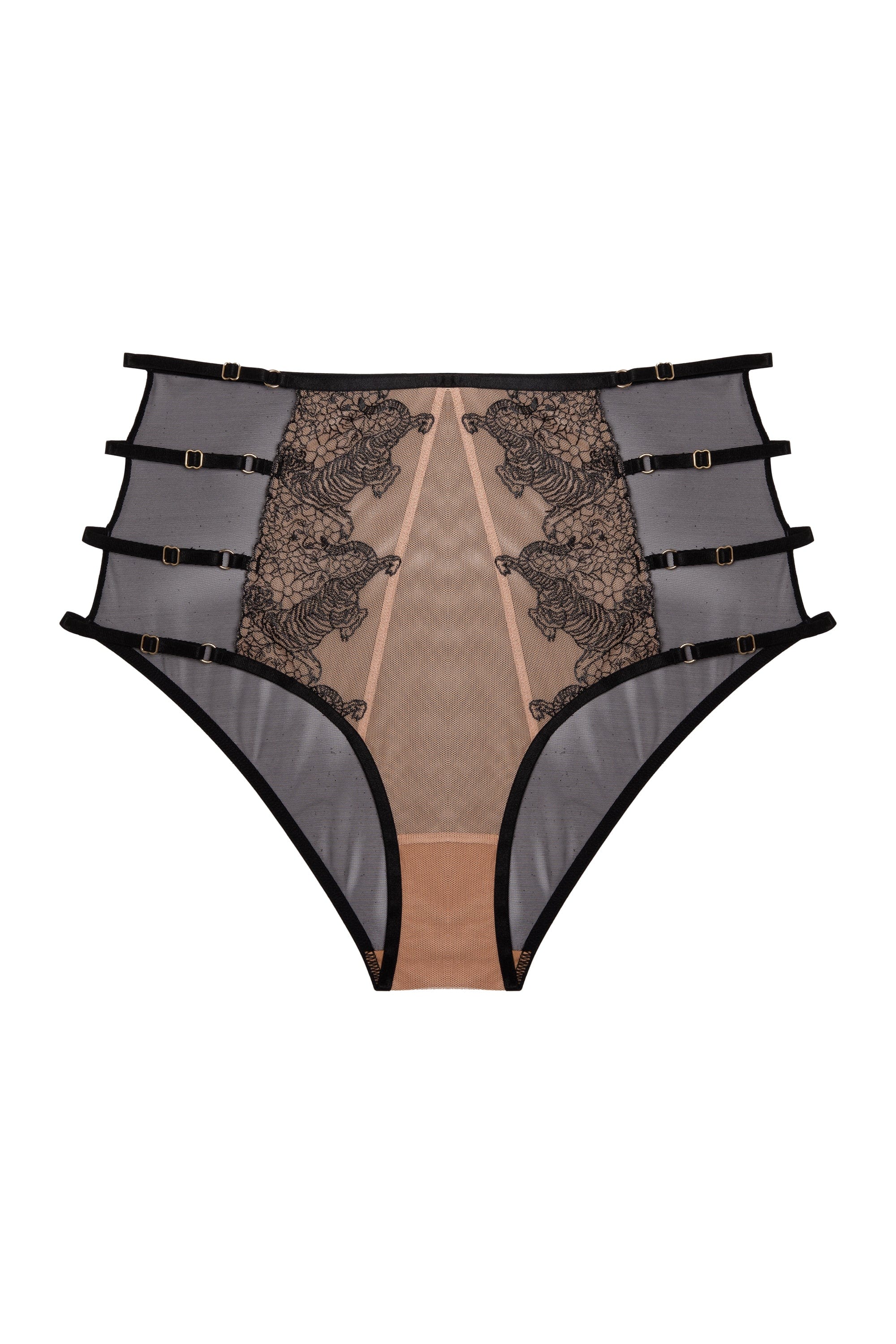 Tiger Peach Mesh Embroidered High Waisted Brief - Image 7