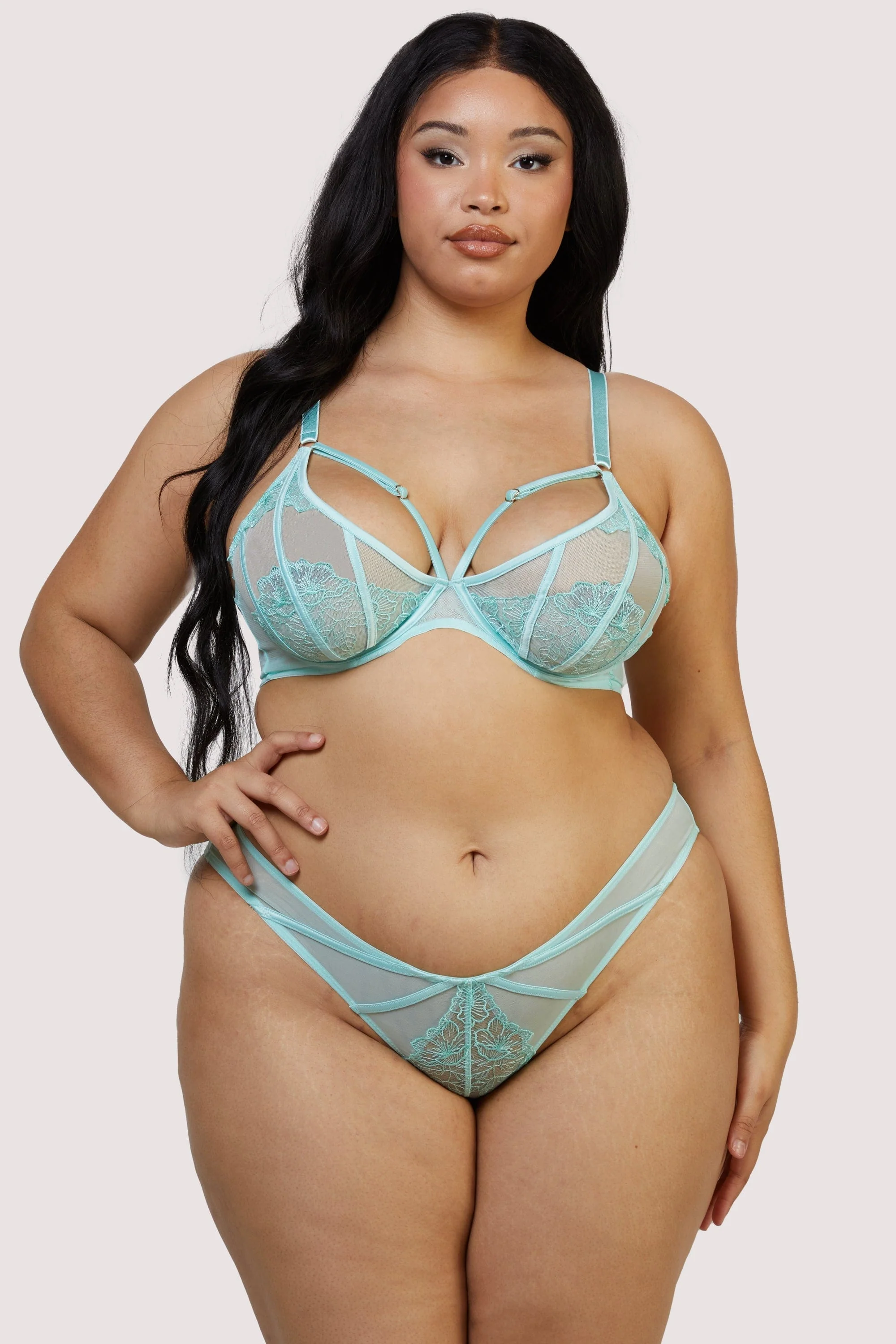 Valerie Aqua Embroidery & Mesh Brief - Image 7