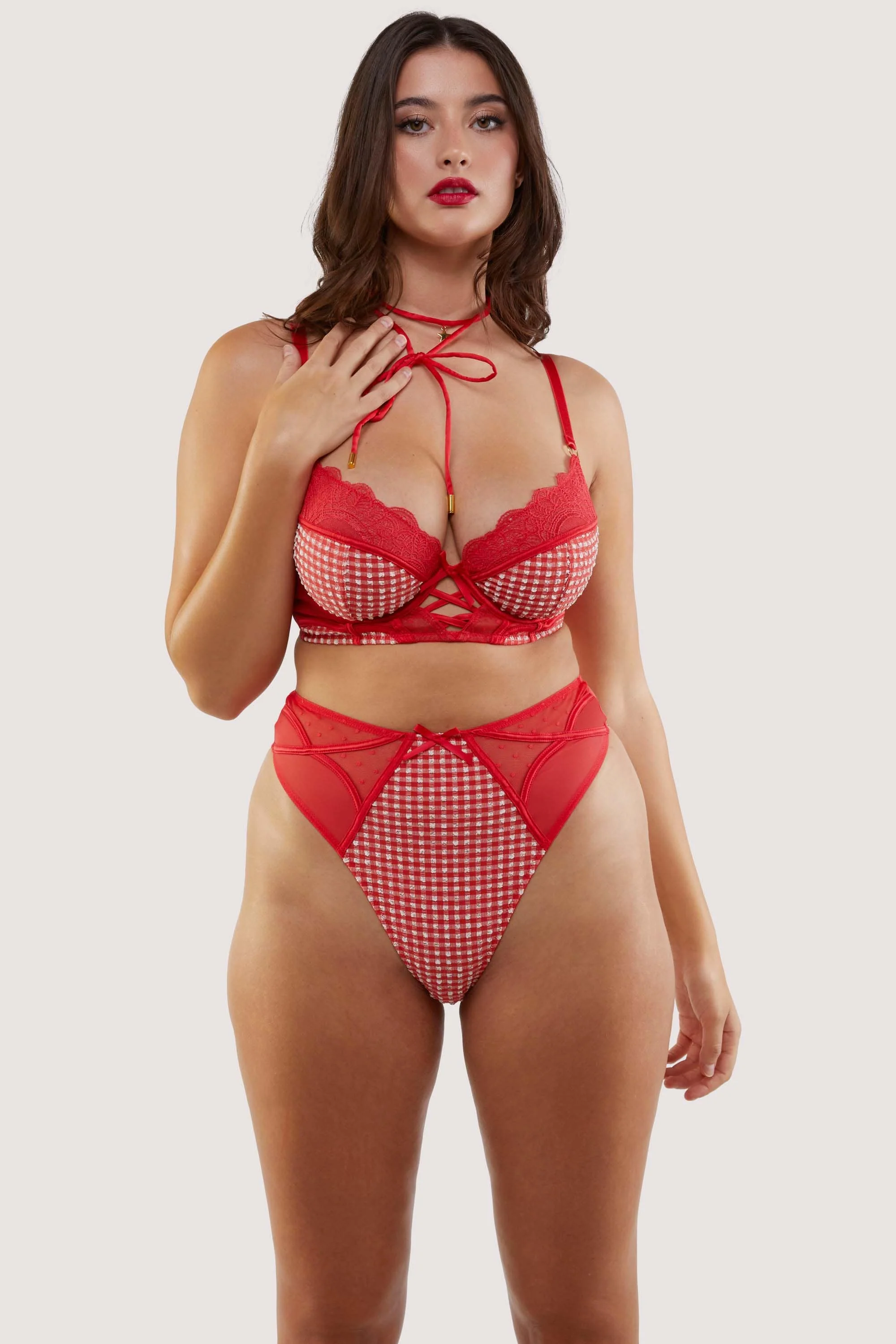 Adelaide Western Gingham And Lace Bra - Image 5