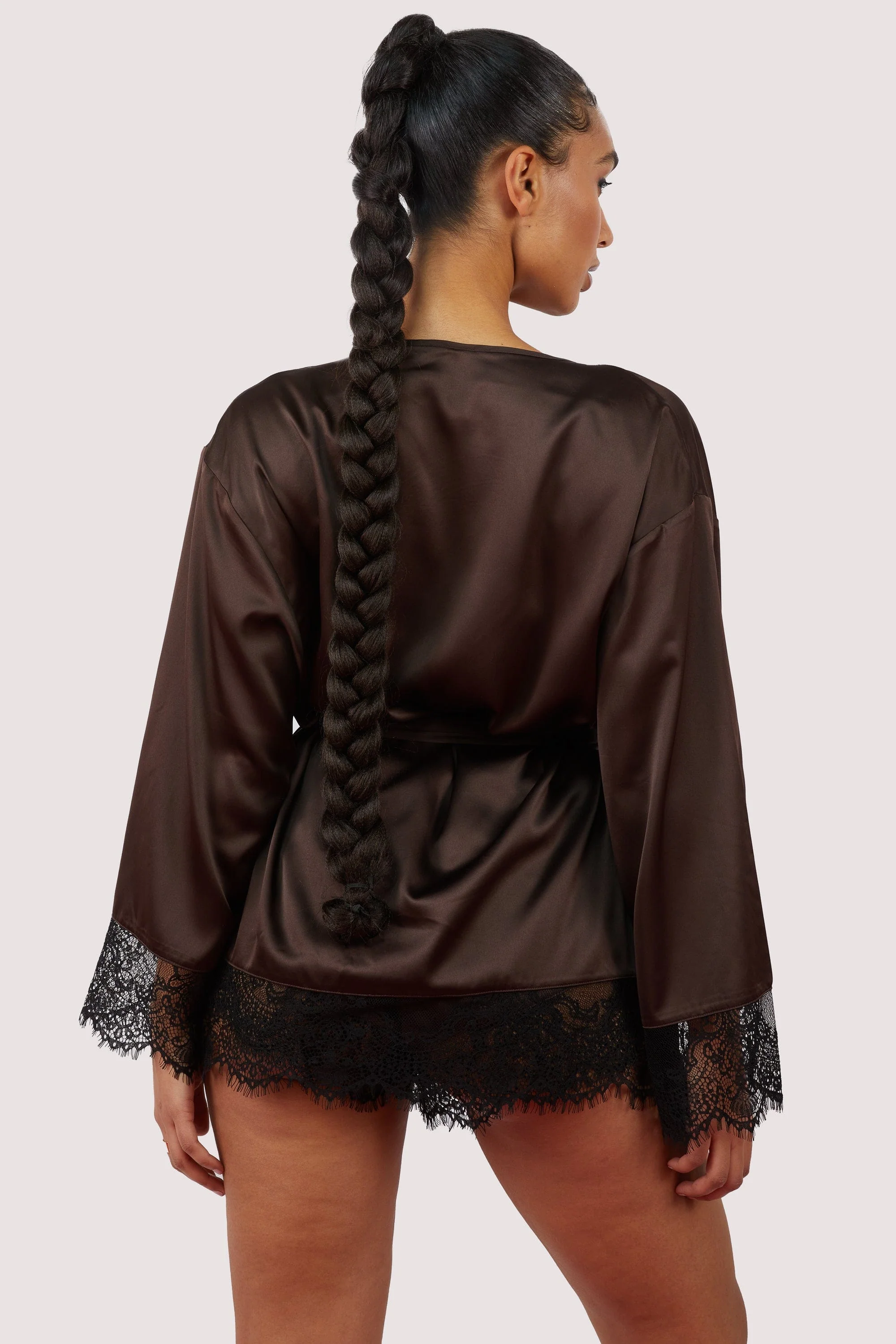 Alaia Chocolate Brown Caged Kimono - Image 4