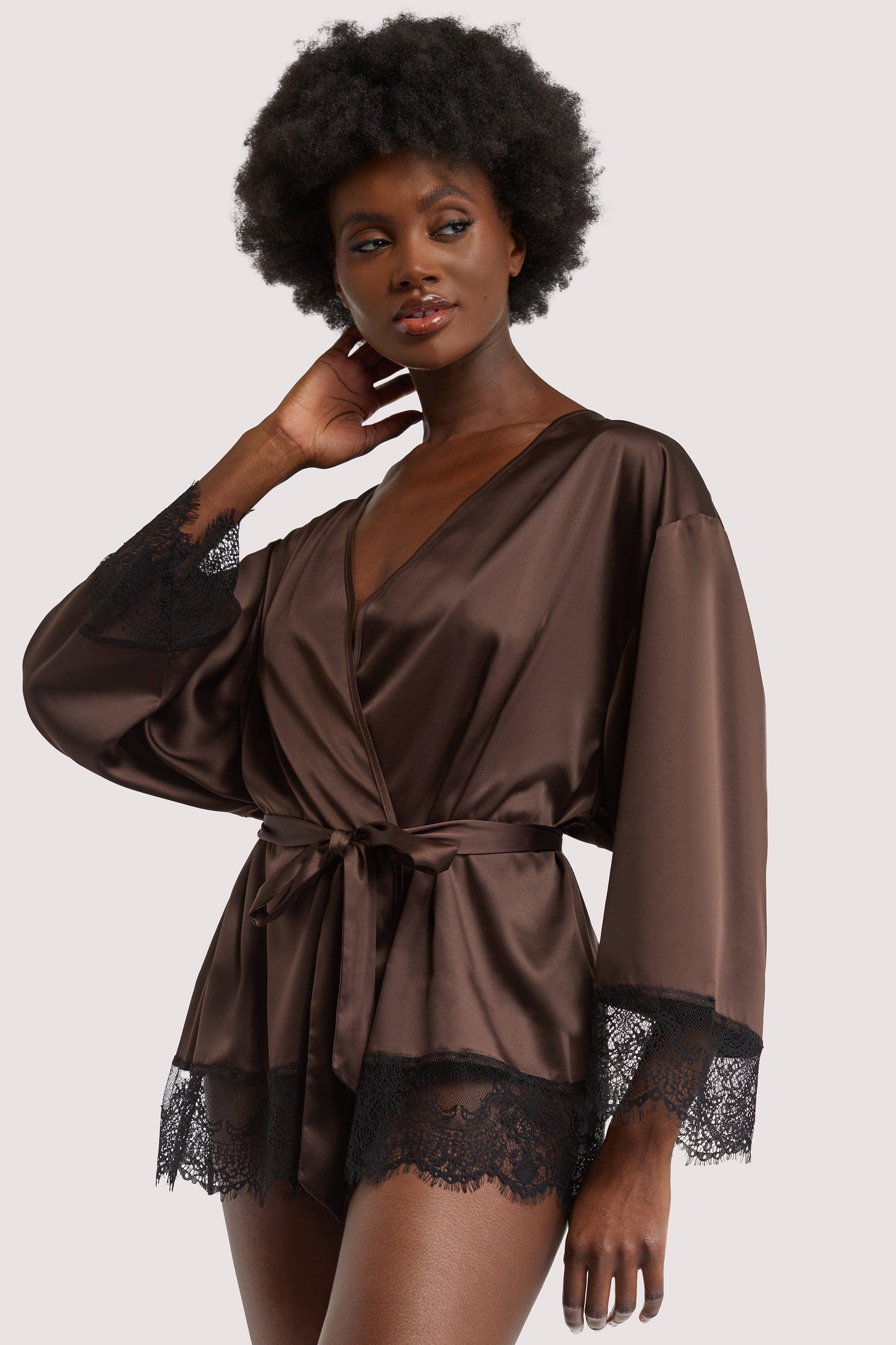 Alaia Chocolate Brown Caged Kimono - Image 5
