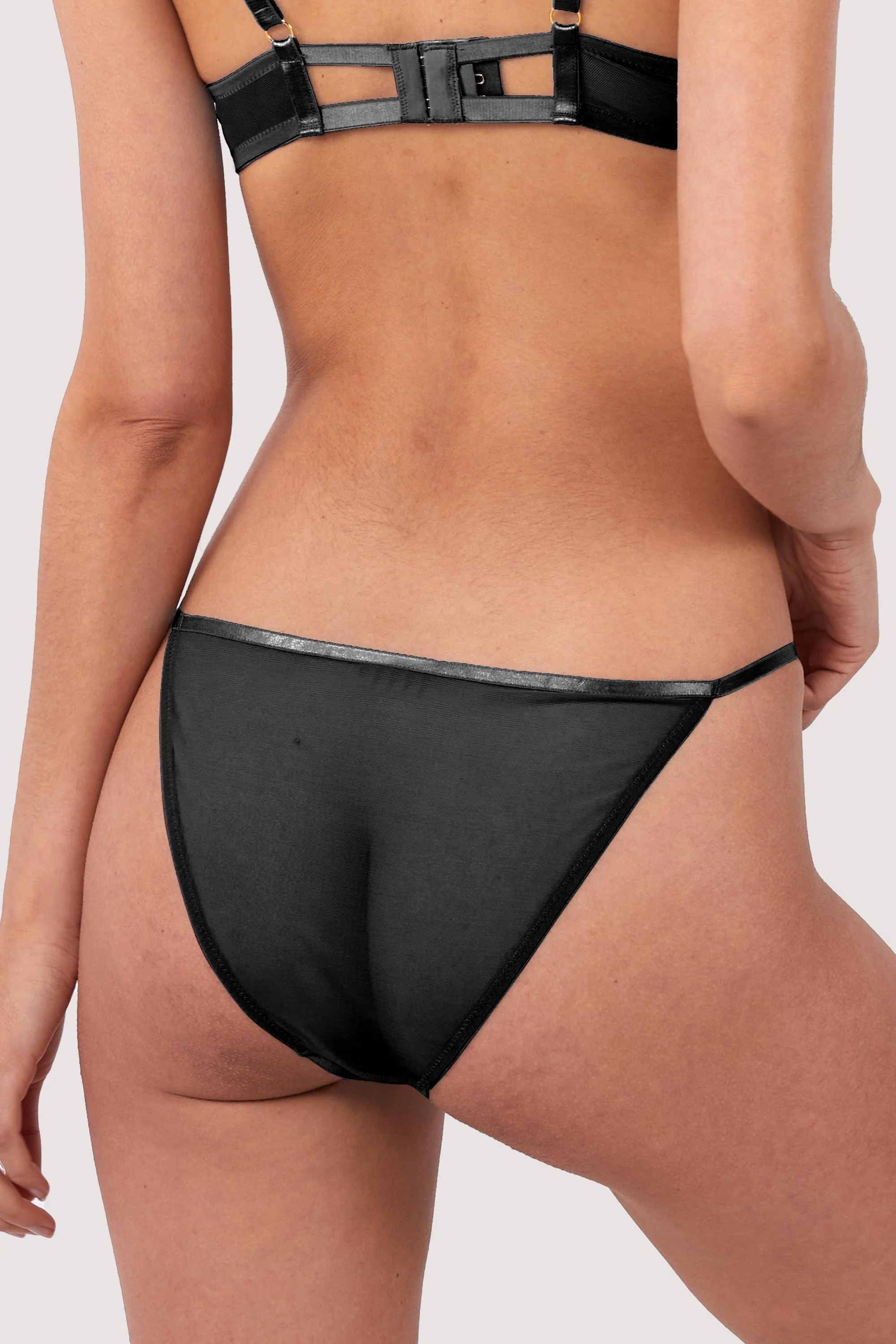Cora Black Mesh & Trim Cut Out Brief - Image 2