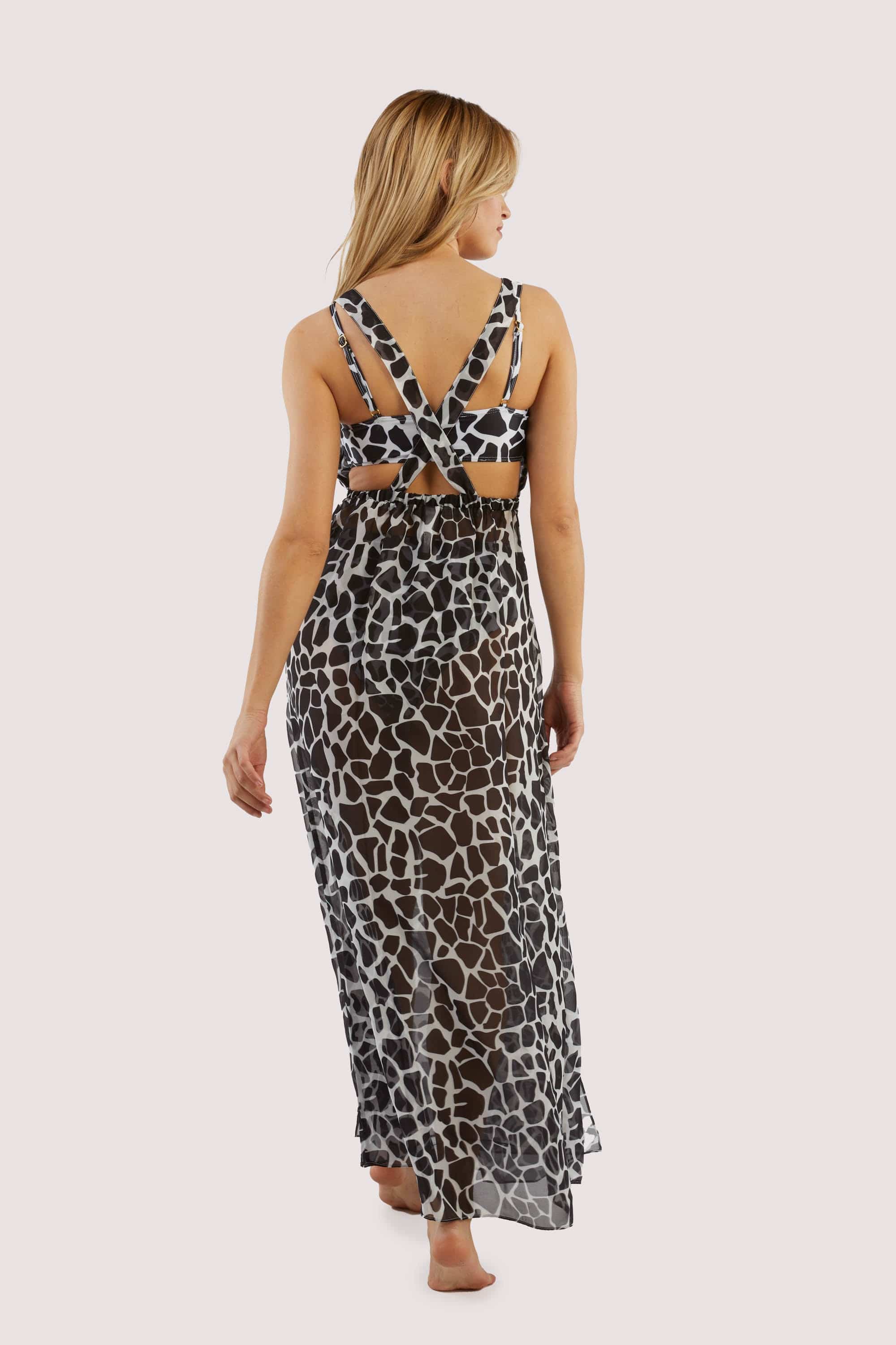 Cross Back Maxi Beach Dress White Giraffe - Image 2
