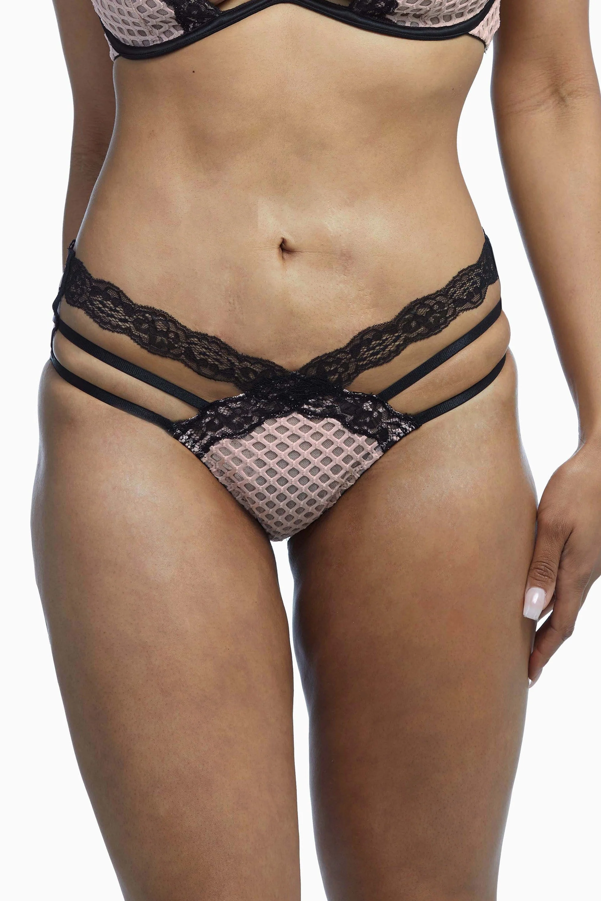 Wolf & Whistle Danica Peach Fishnet and Lace Crossover Bra - Image 5