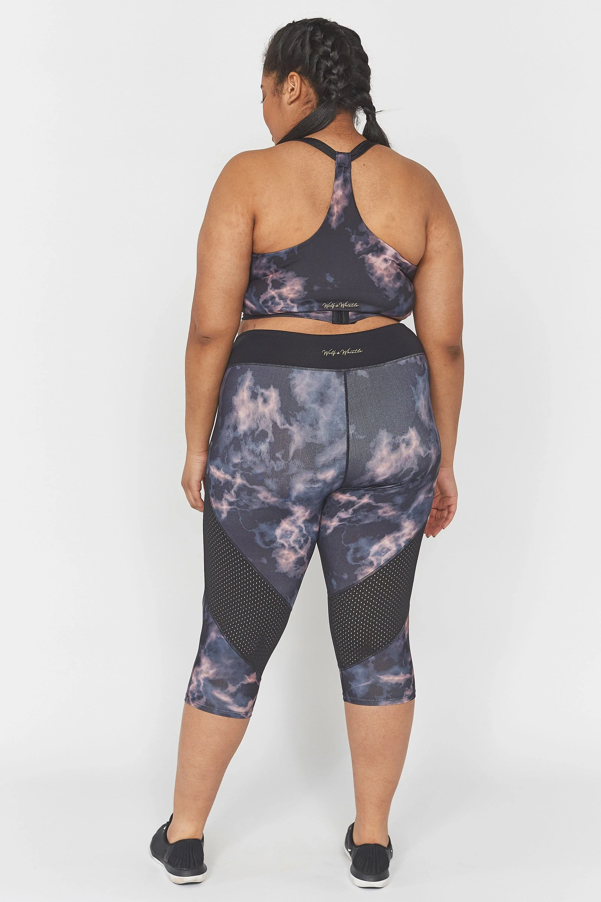 Dark Marble Cropped Curve Leggings - Image 2