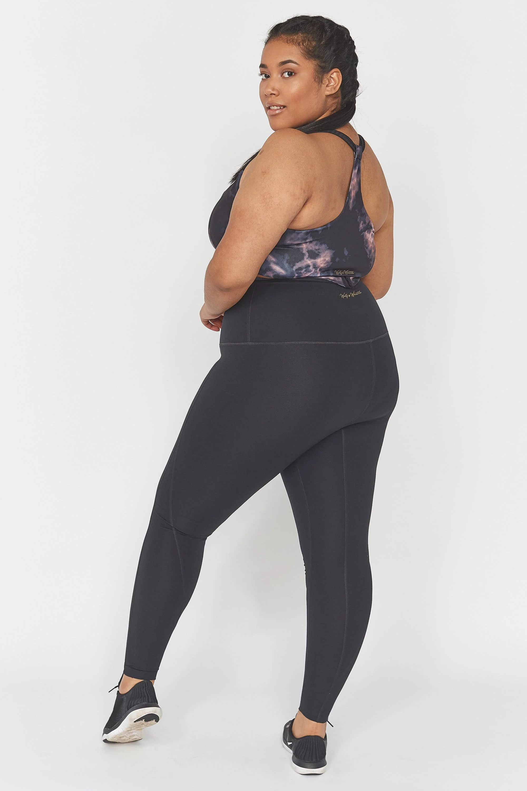 Wolf & Whistle Dark Marble Wrap Front Curve Sports Bra - Image 2