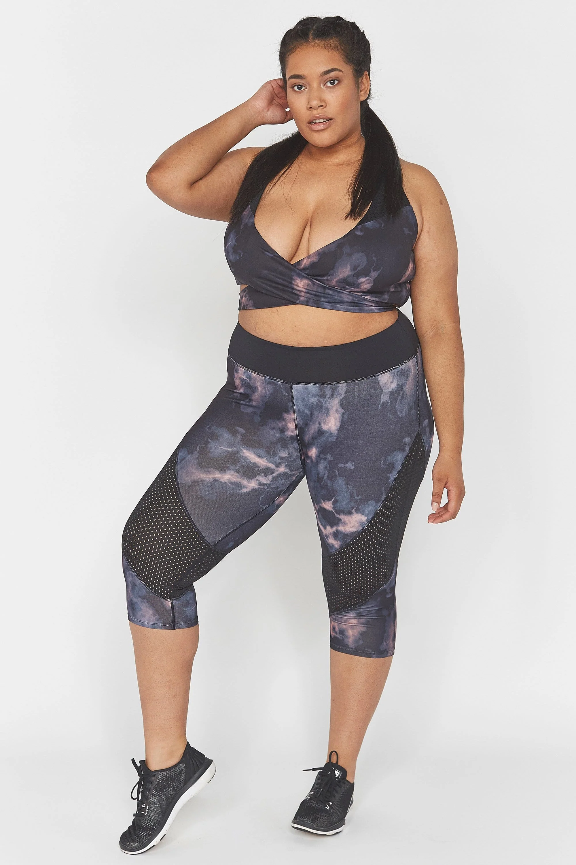 Wolf & Whistle Dark Marble Wrap Front Curve Sports Bra - Image 4