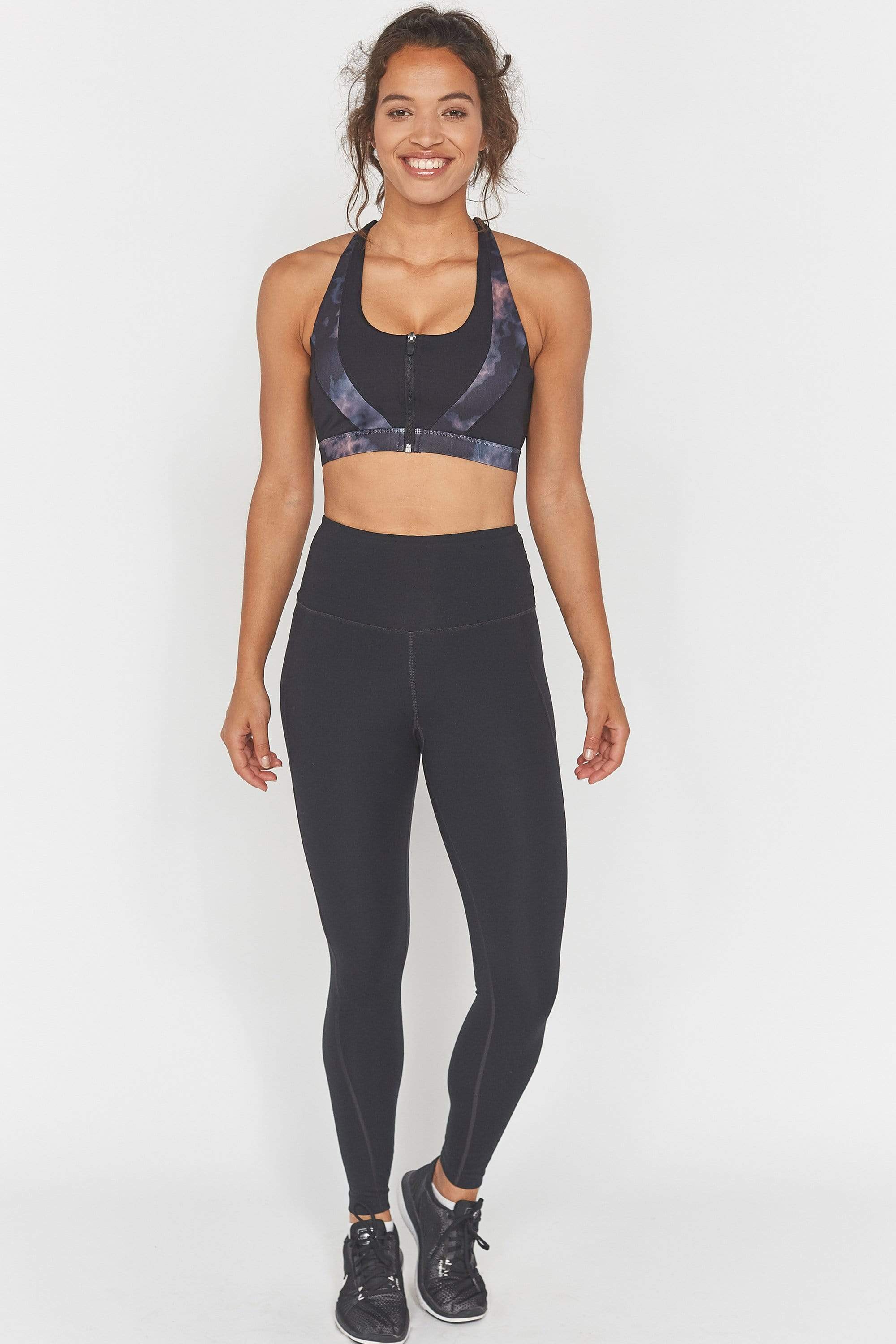 Dark Marble Zip Front Sports Bra - Image 4