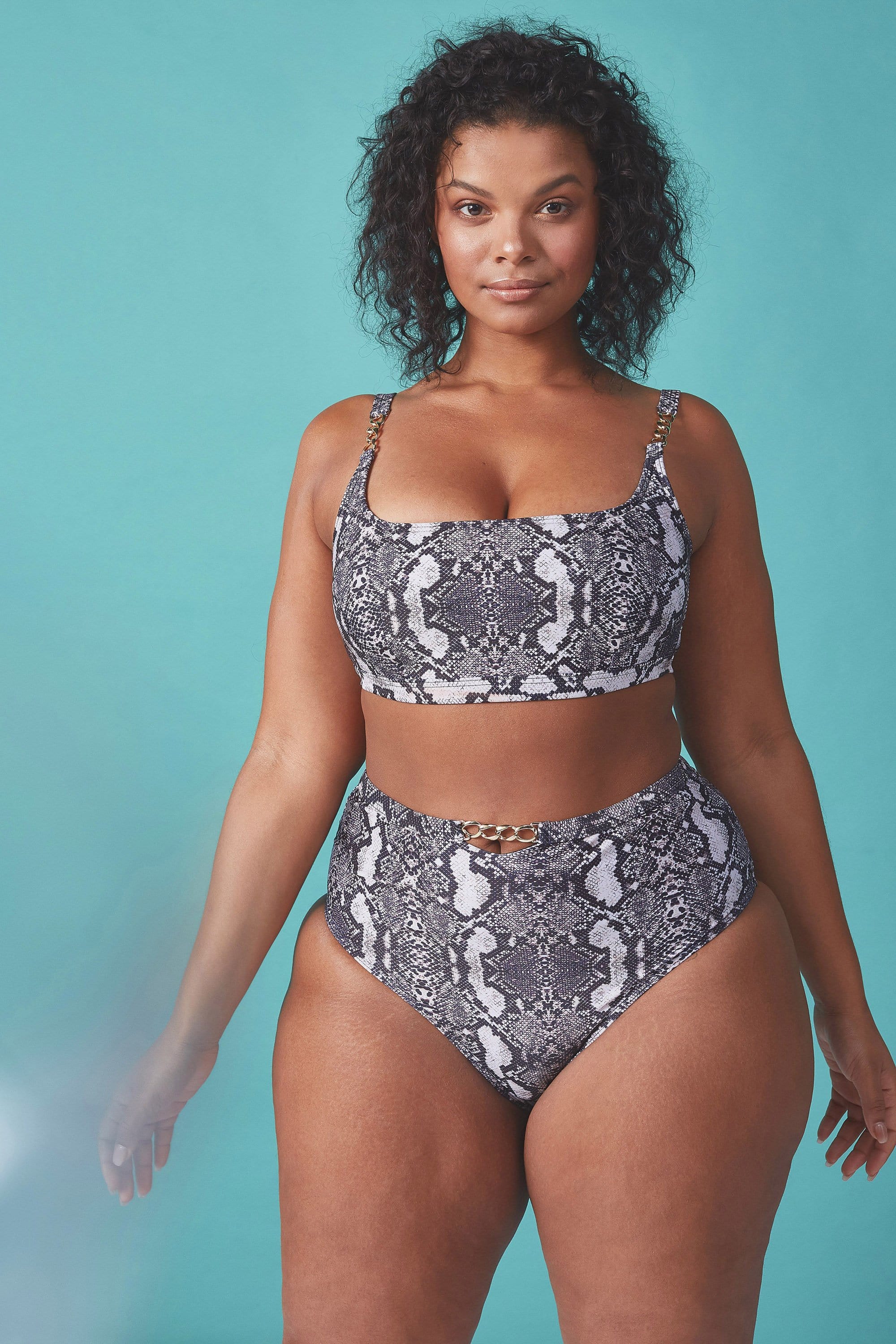 Wolf & Whistle Eco Snakeskin curve crop top