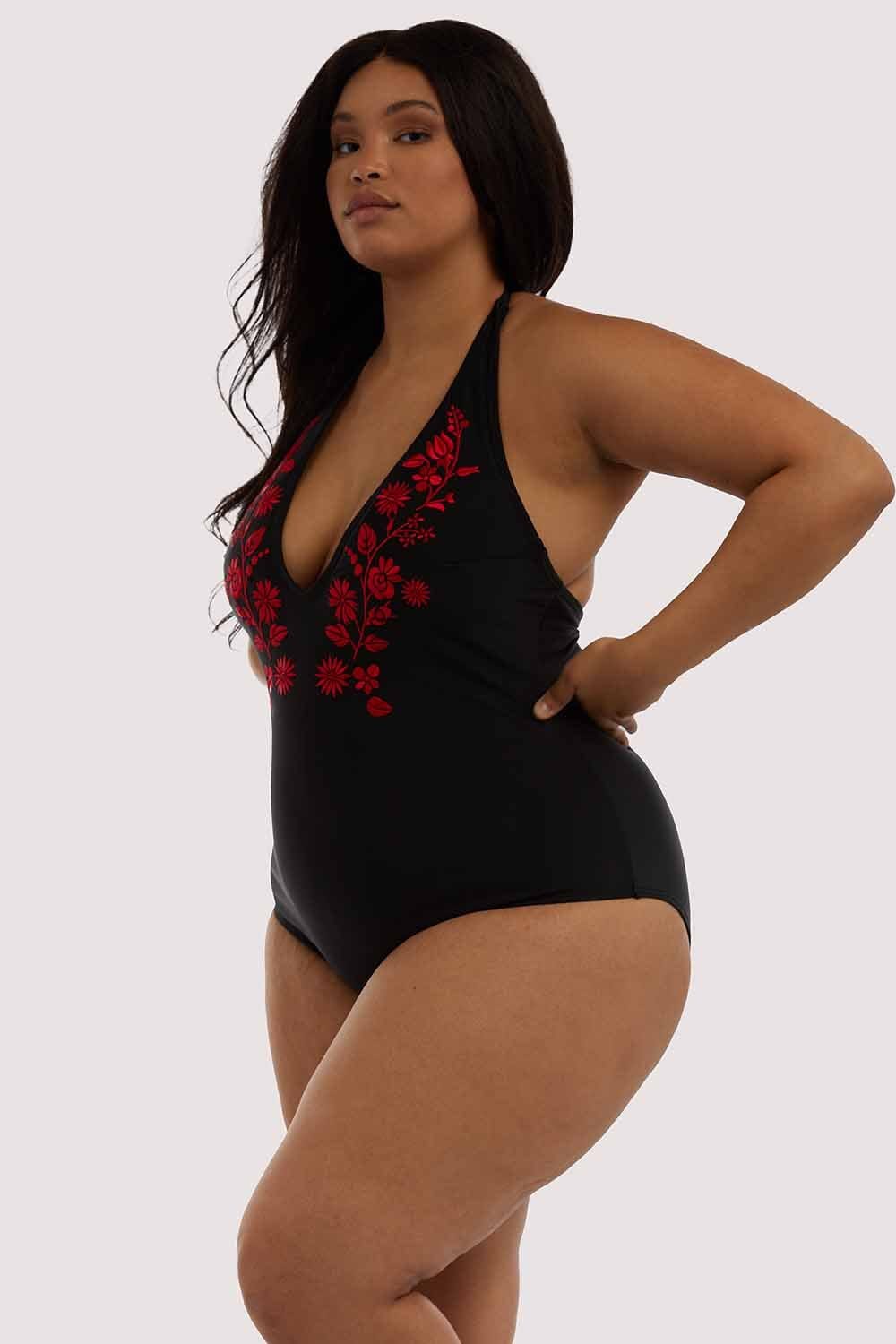 Embroidered Plunge Swimsuit Curve - Image 4