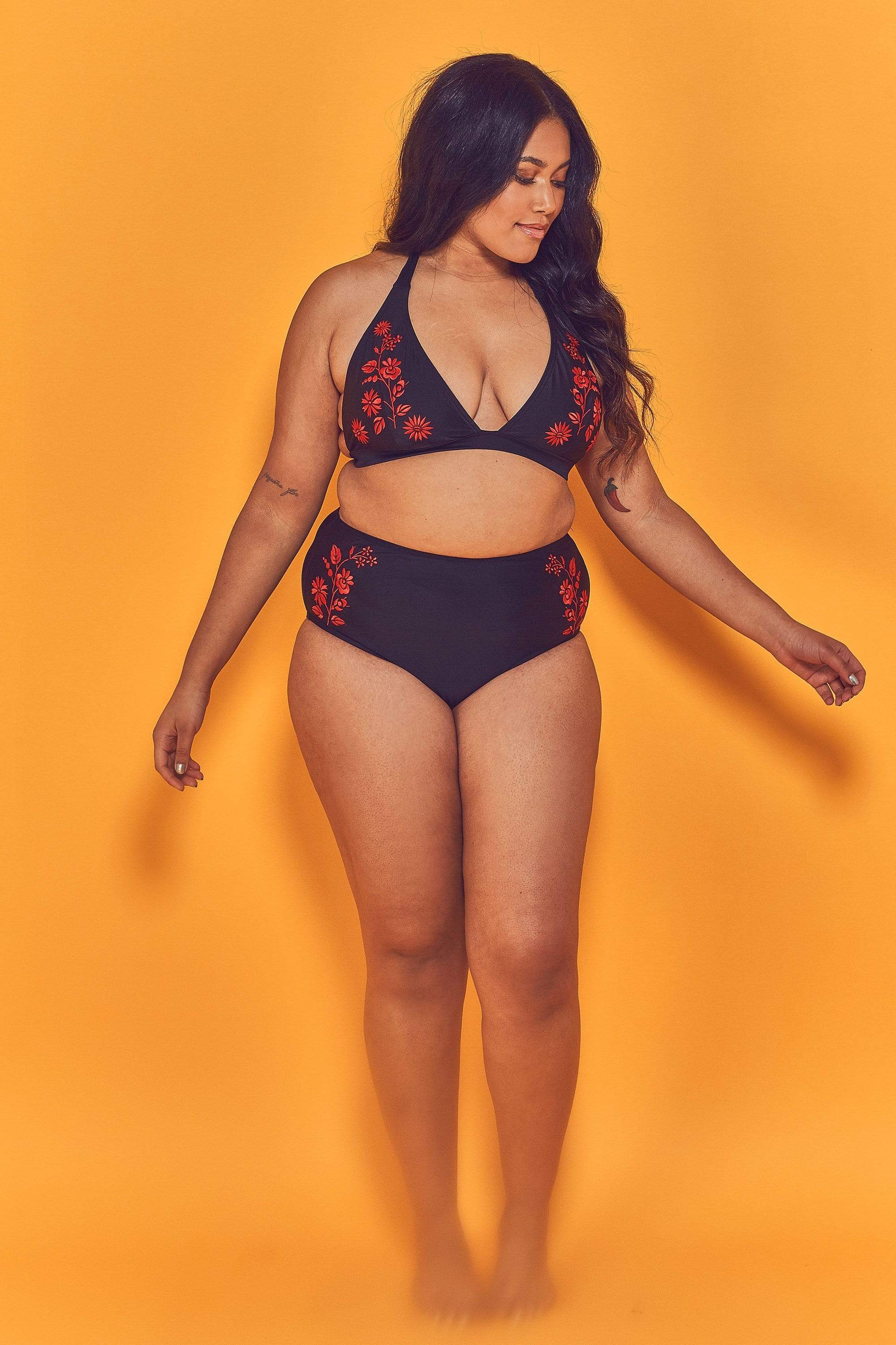 Embroidered Triangle Bikini Top Curve - Image 3