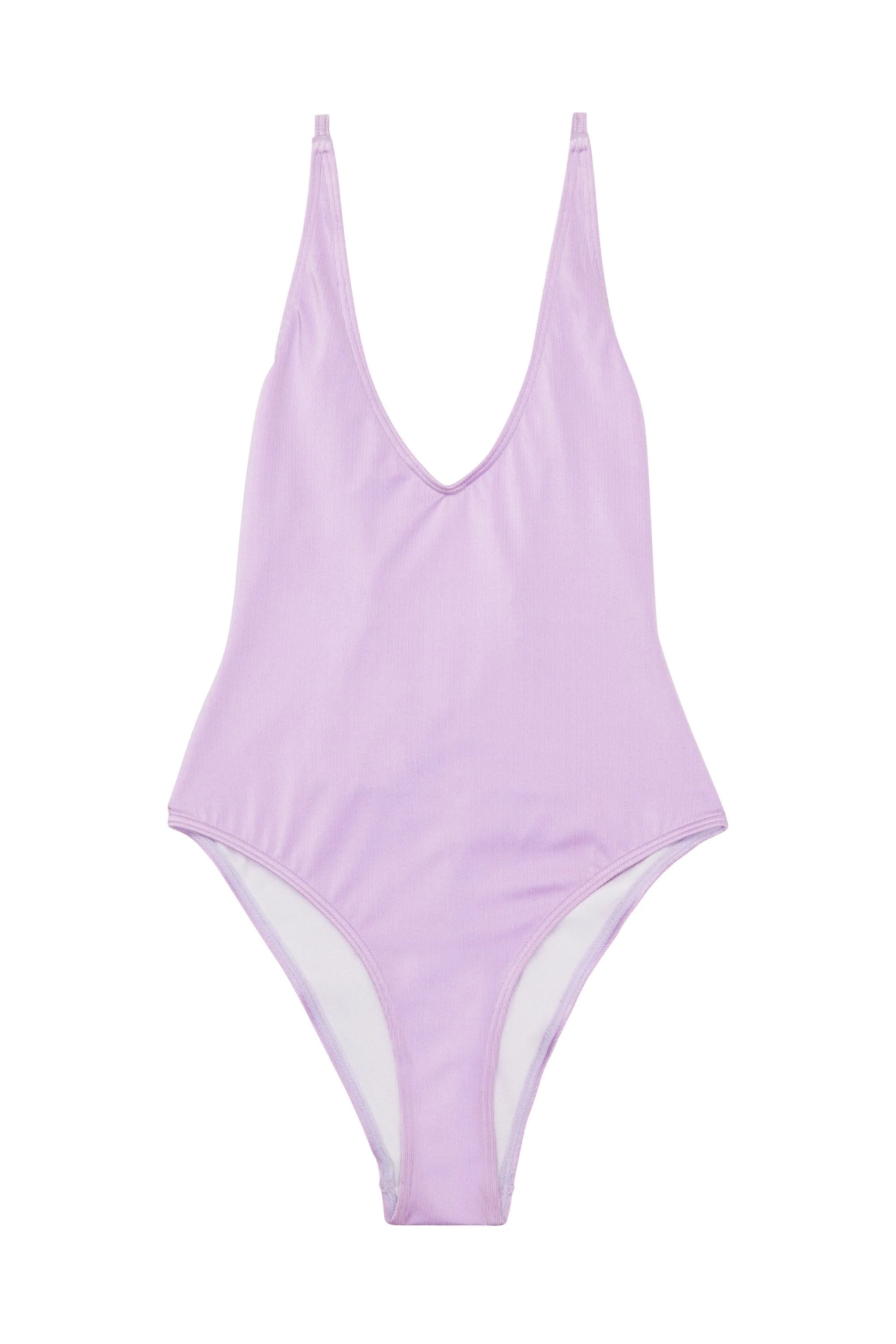 High shine low back swimsuit lilac - Image 3
