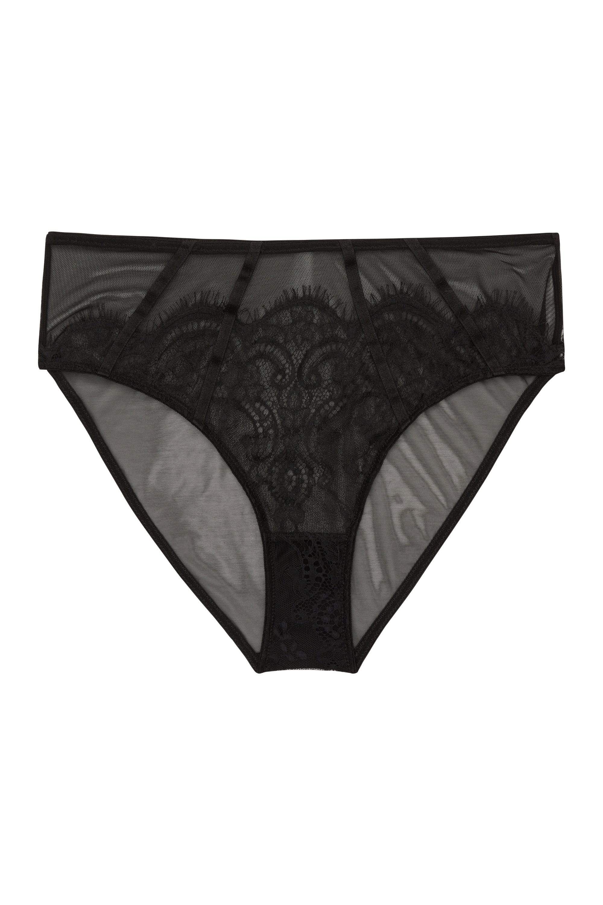 Wolf & Whistle Layla Lace Overlay High Waist Brief Black - Image 2