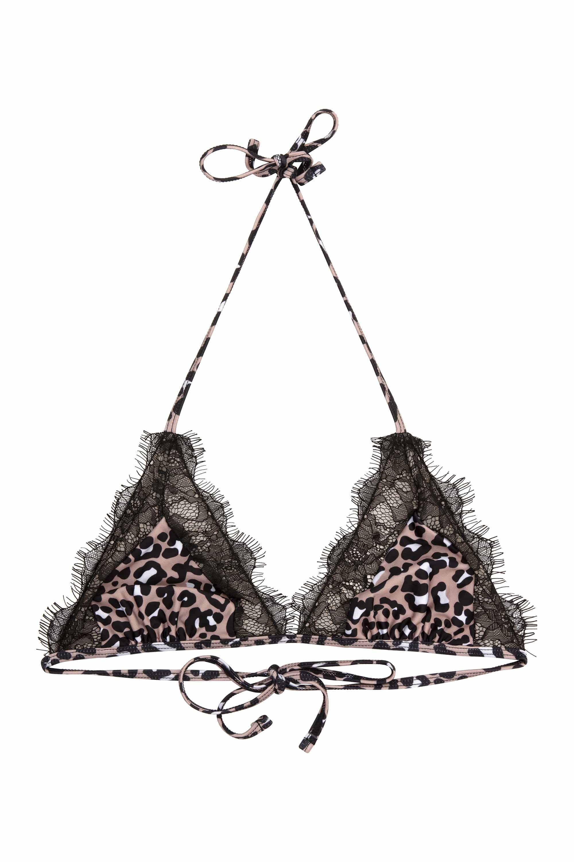 Leopard Eco Lace Trim Triangle Bikini Top - Image 3