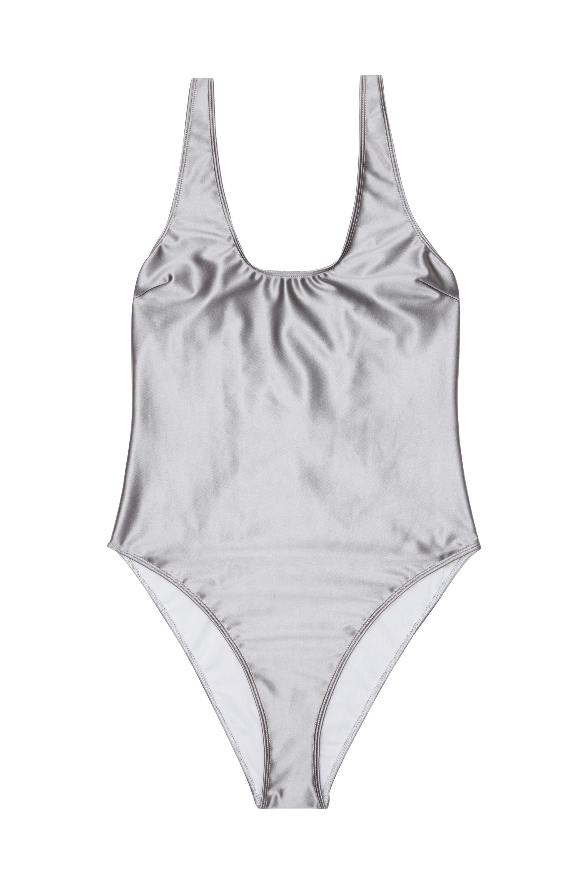 Metallic scoop swimsuit silver - Image 3