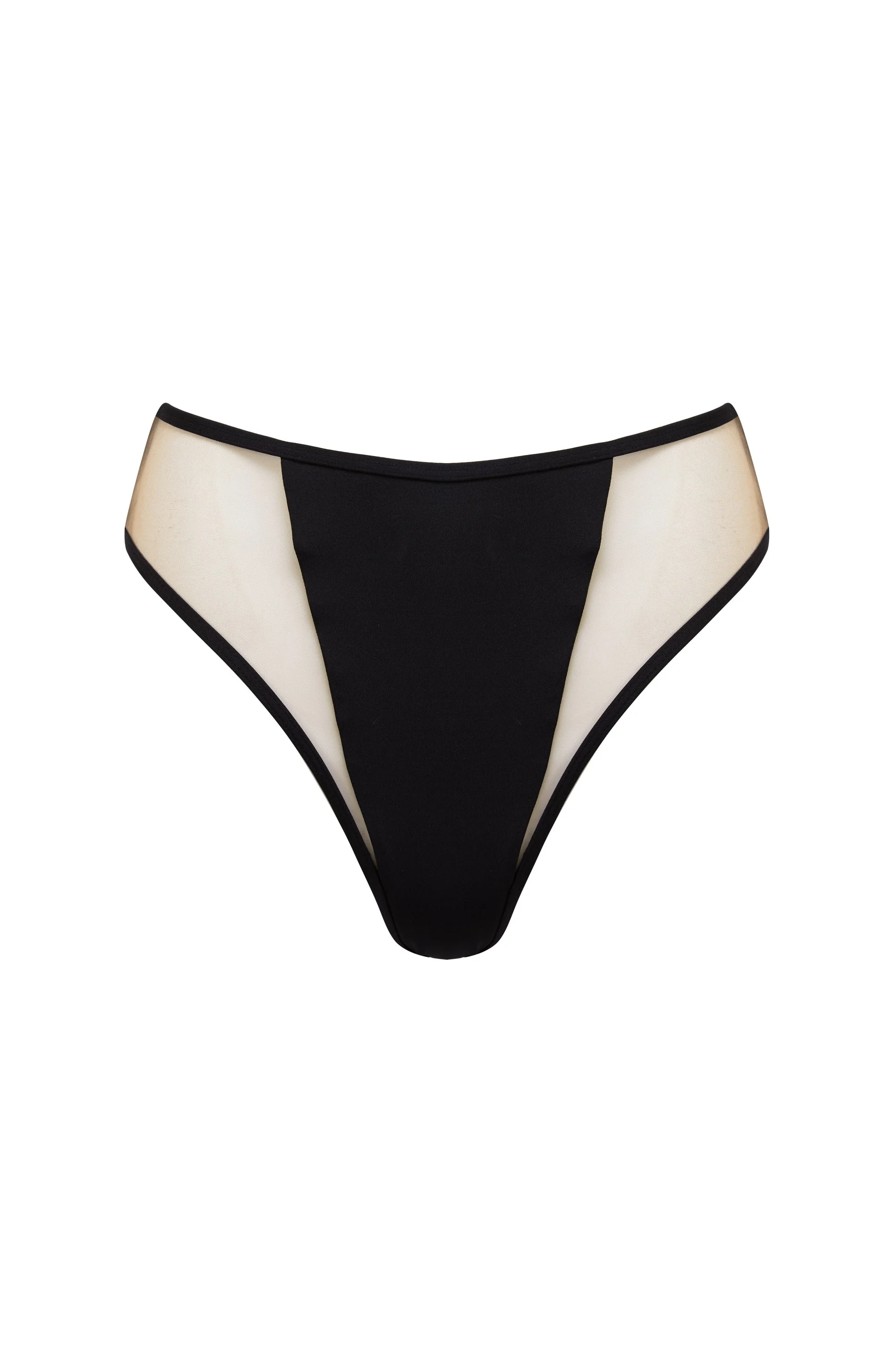 Eloise Black High-Waist High-Leg Bikini Bottoms with Nude Inserts - Image 5