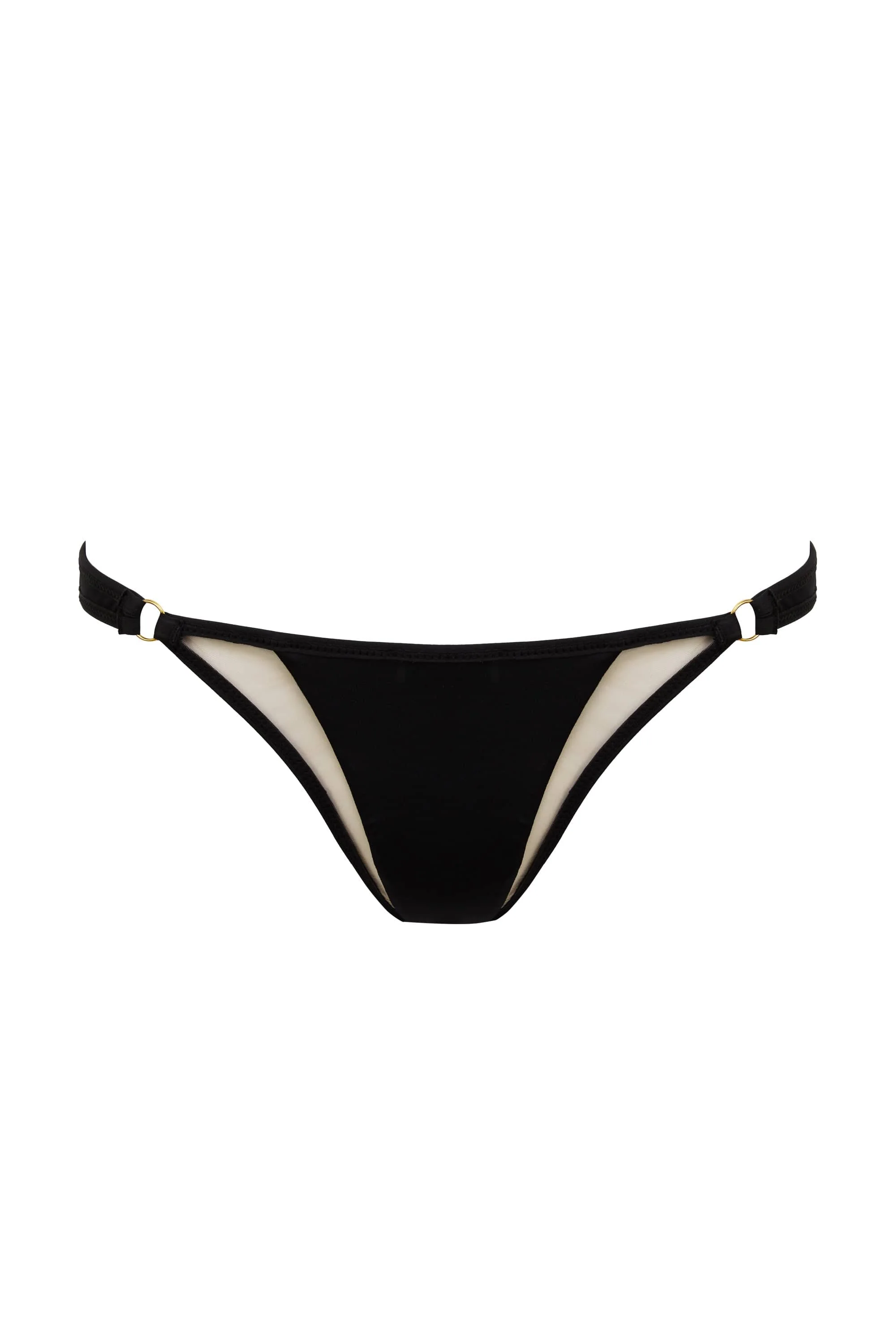 Eloise Black Mid-Rise Bikini Bottoms with Nude Inserts - Image 5