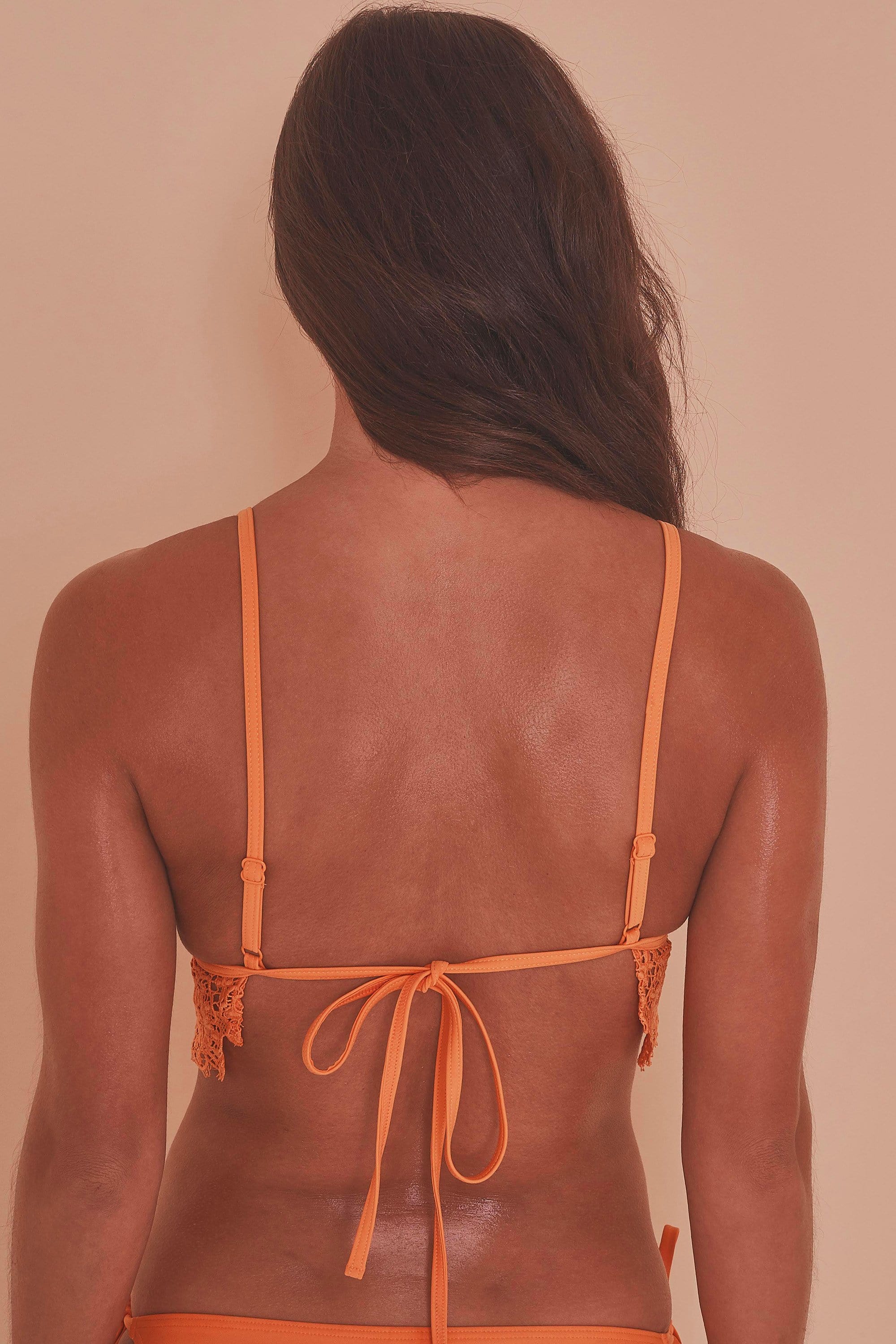 Wolf & Whistle Orange Crochet Lace Triangle Bikini Top - Image 4