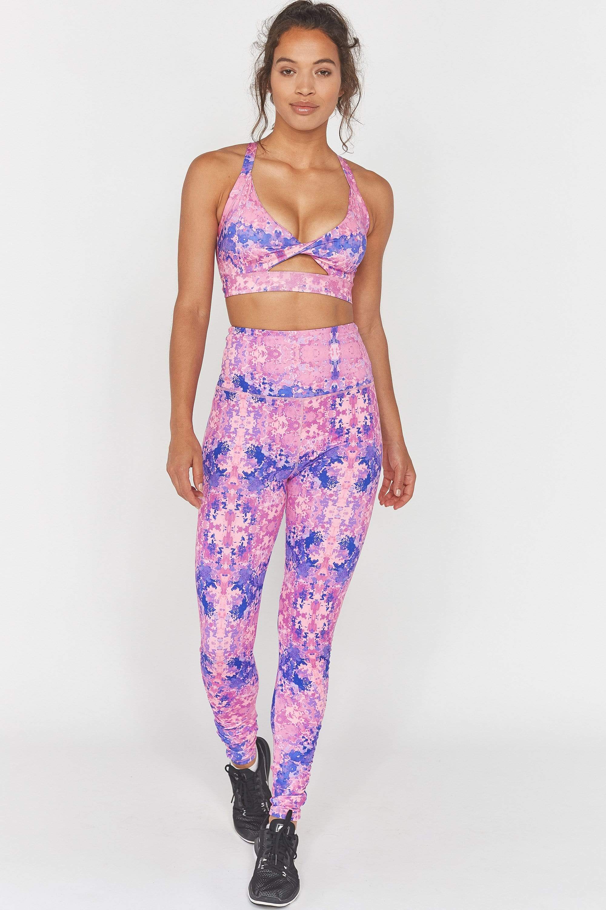Pink Marble Twist Front Sports Bra - Image 4