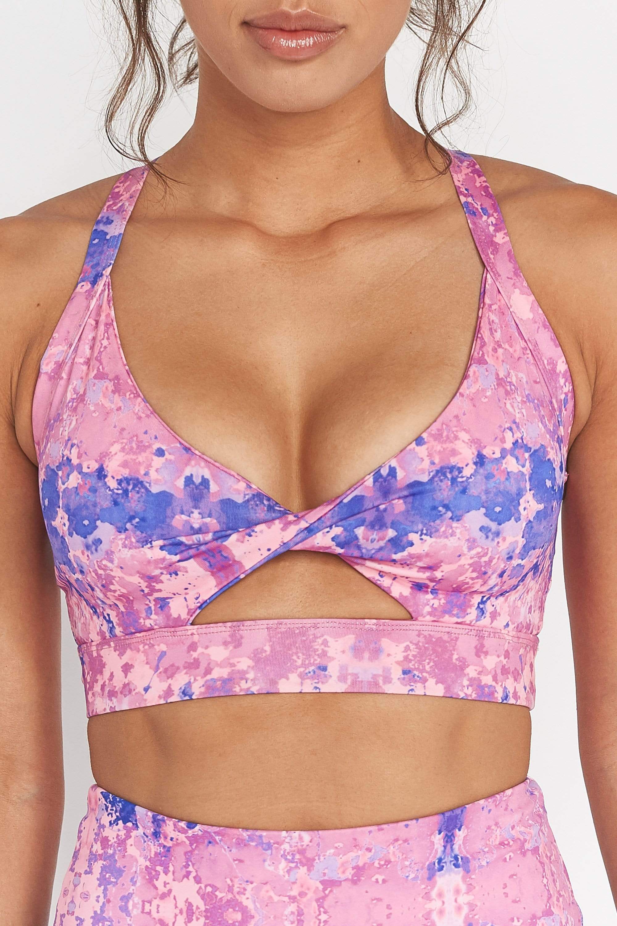 Pink Marble Twist Front Sports Bra - Image 5