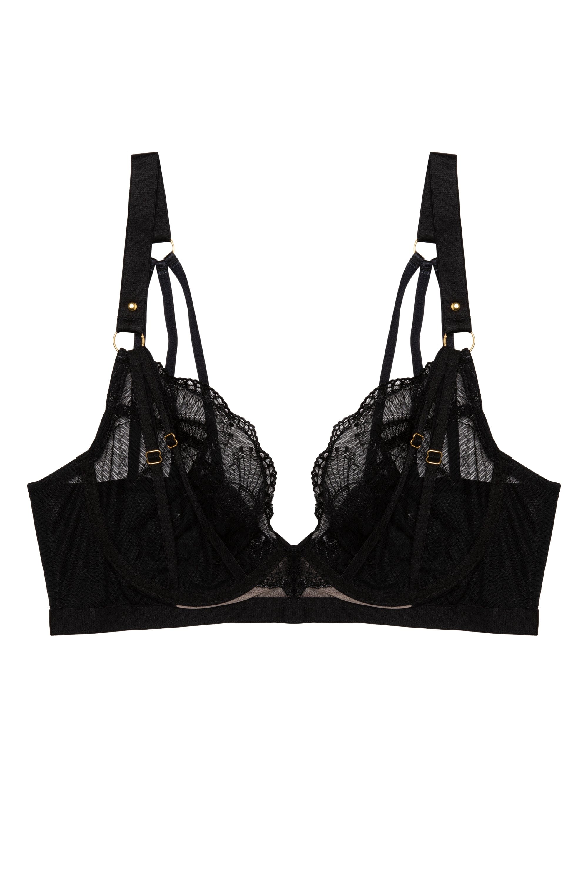 Pippa Black Deco Embroidered Caged Plunge Bra - Image 8