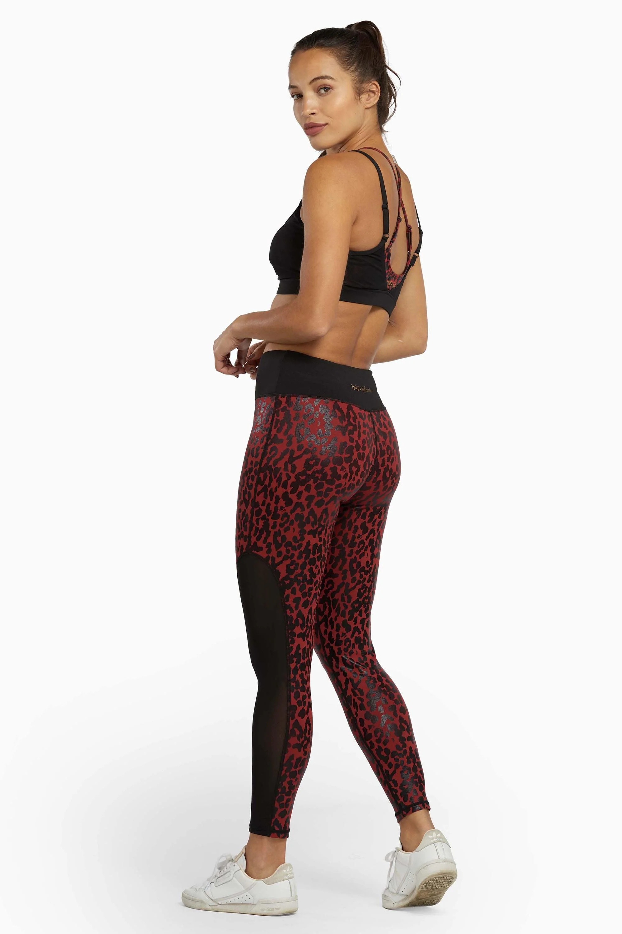 Red Wet Look Leopard High Waist Leggings - Image 5