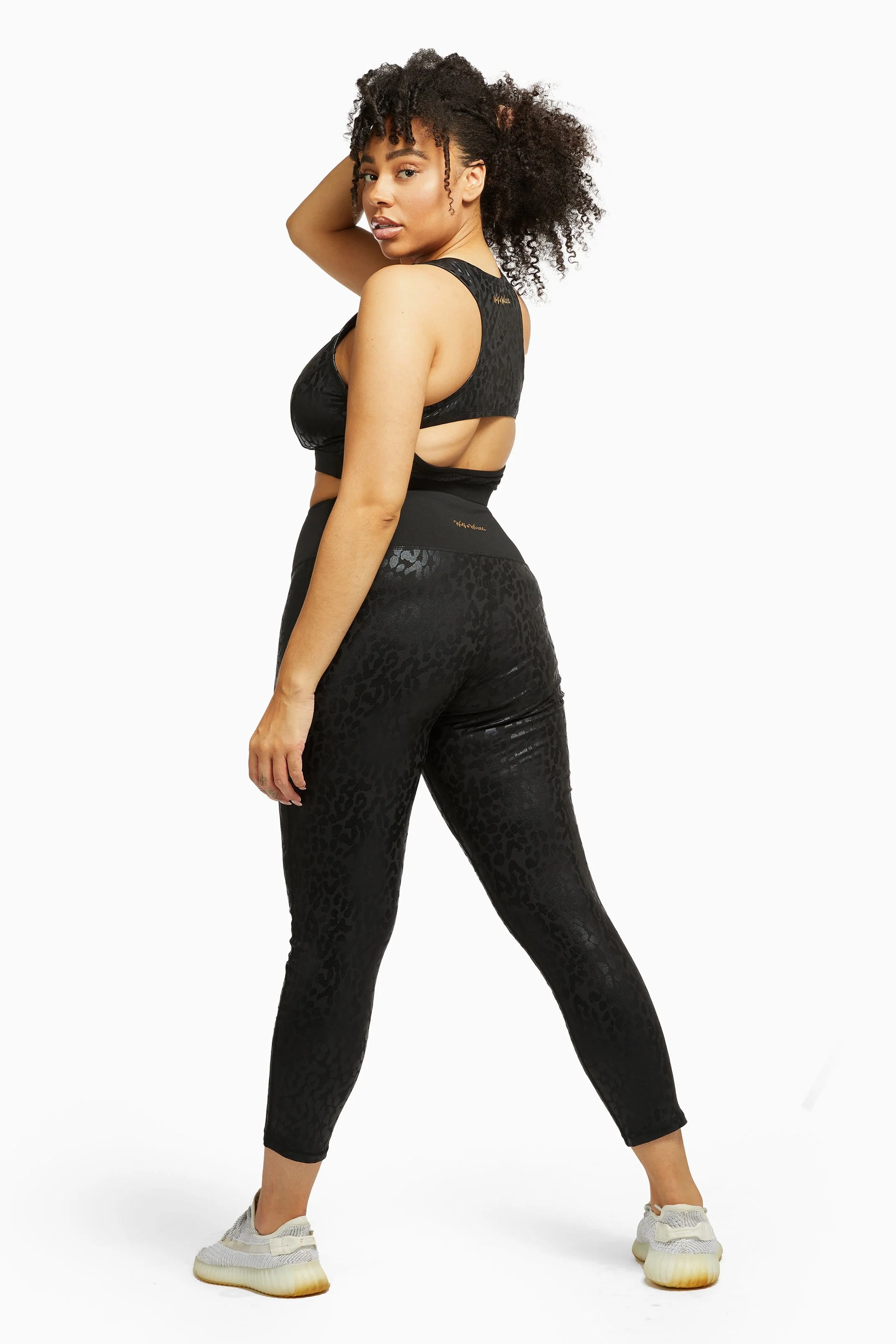 Wet Look Leopard Black Sports Bra Curve - Image 3