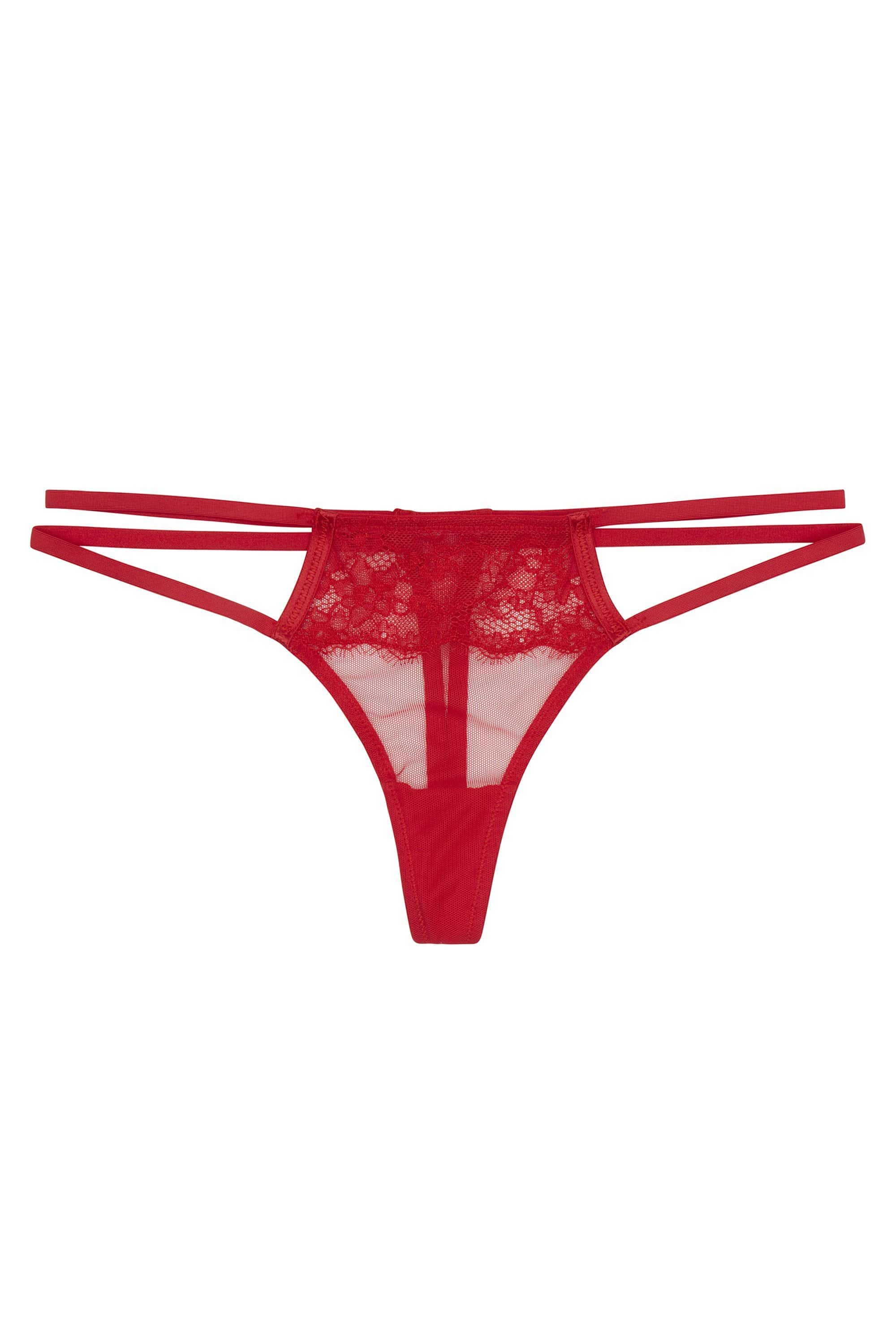WW x Charlotte McKinney Cara Red Lace Overlay Thong - Image 3