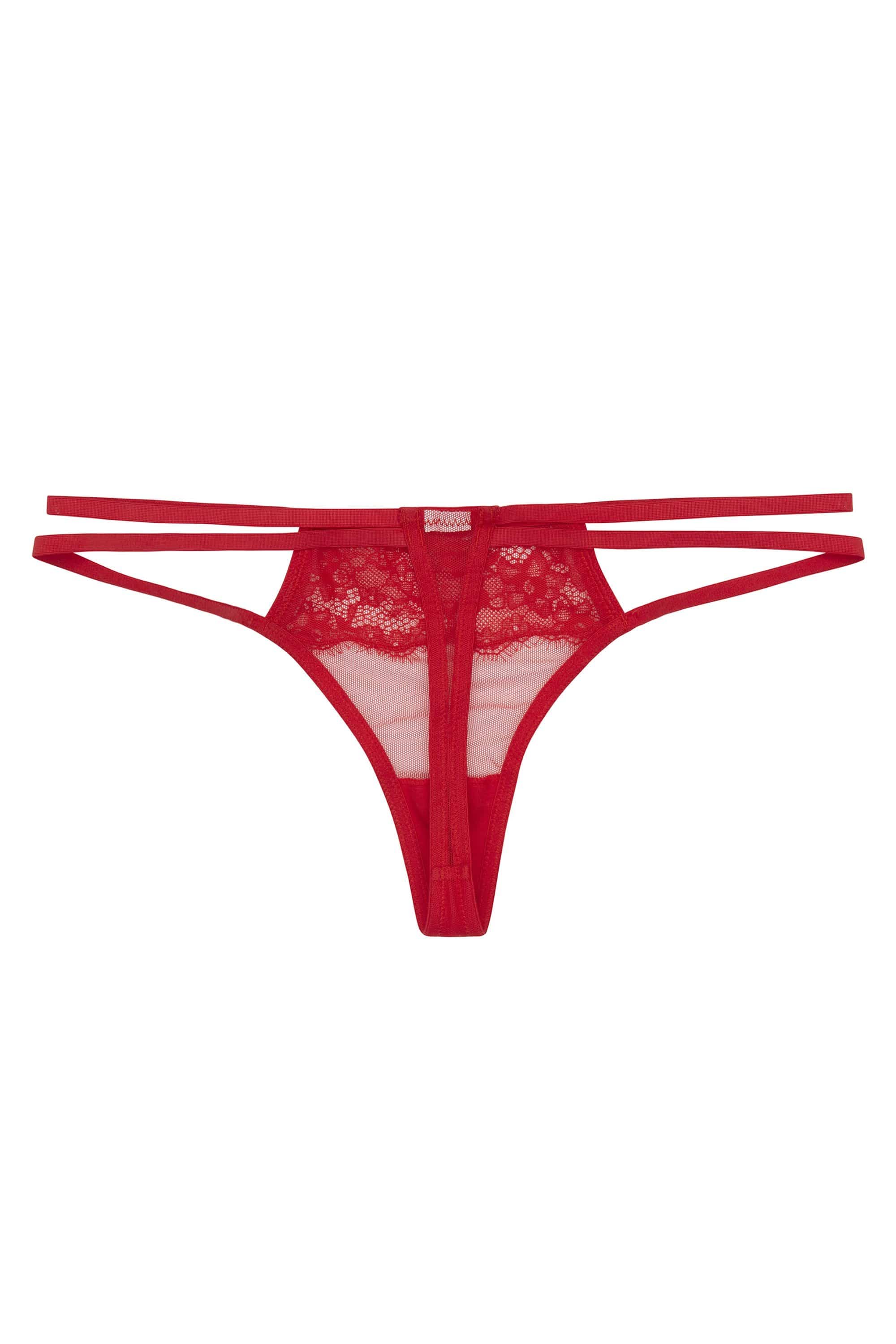 WW x Charlotte McKinney Cara Red Lace Overlay Thong - Image 4