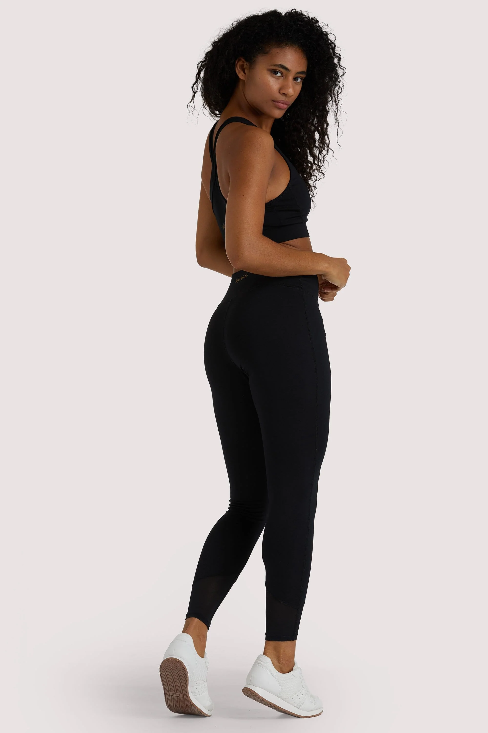 Eco Black Mesh Panel Leggings - Image 2