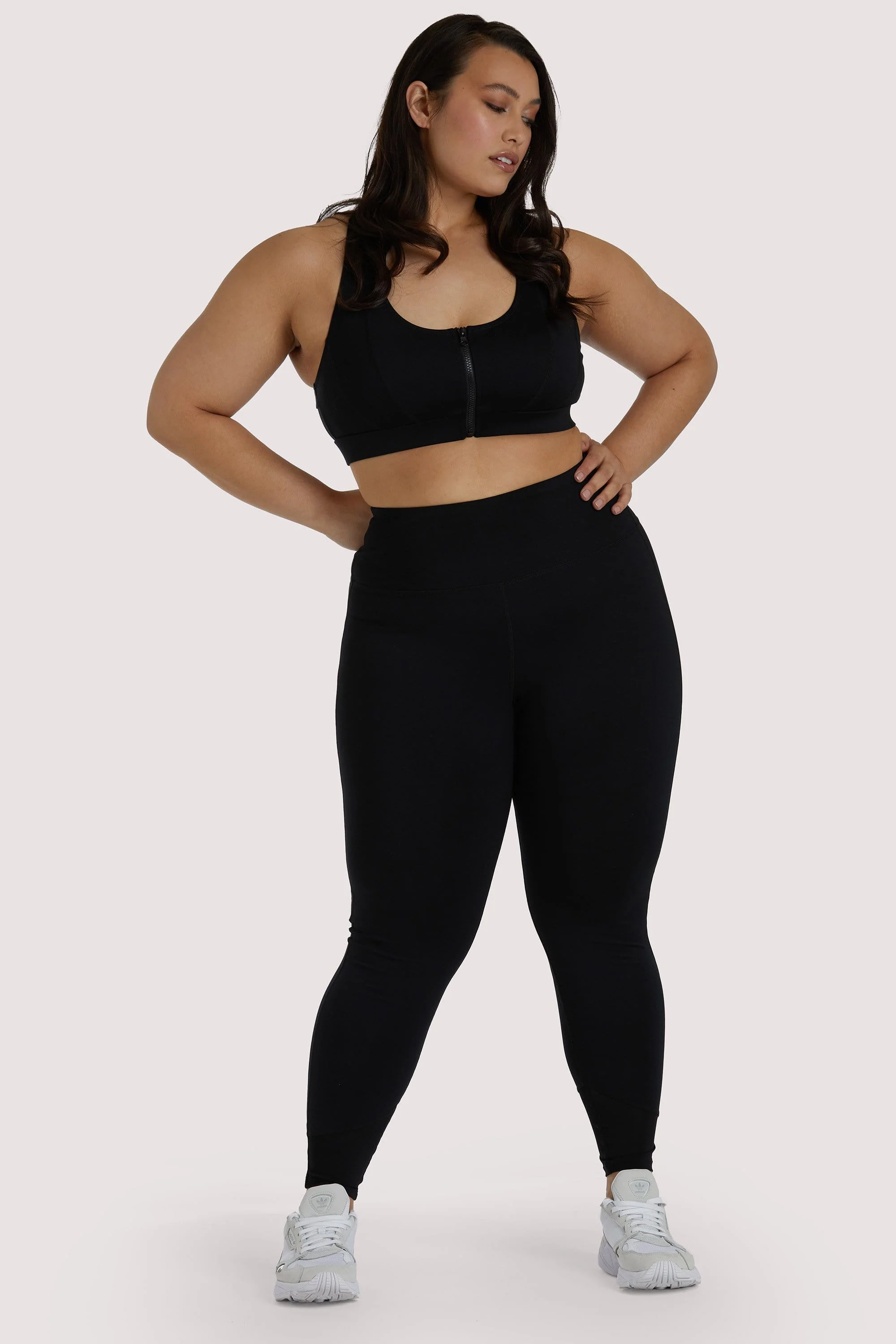 Eco Black Mesh Panel Leggings Curve - Image 2