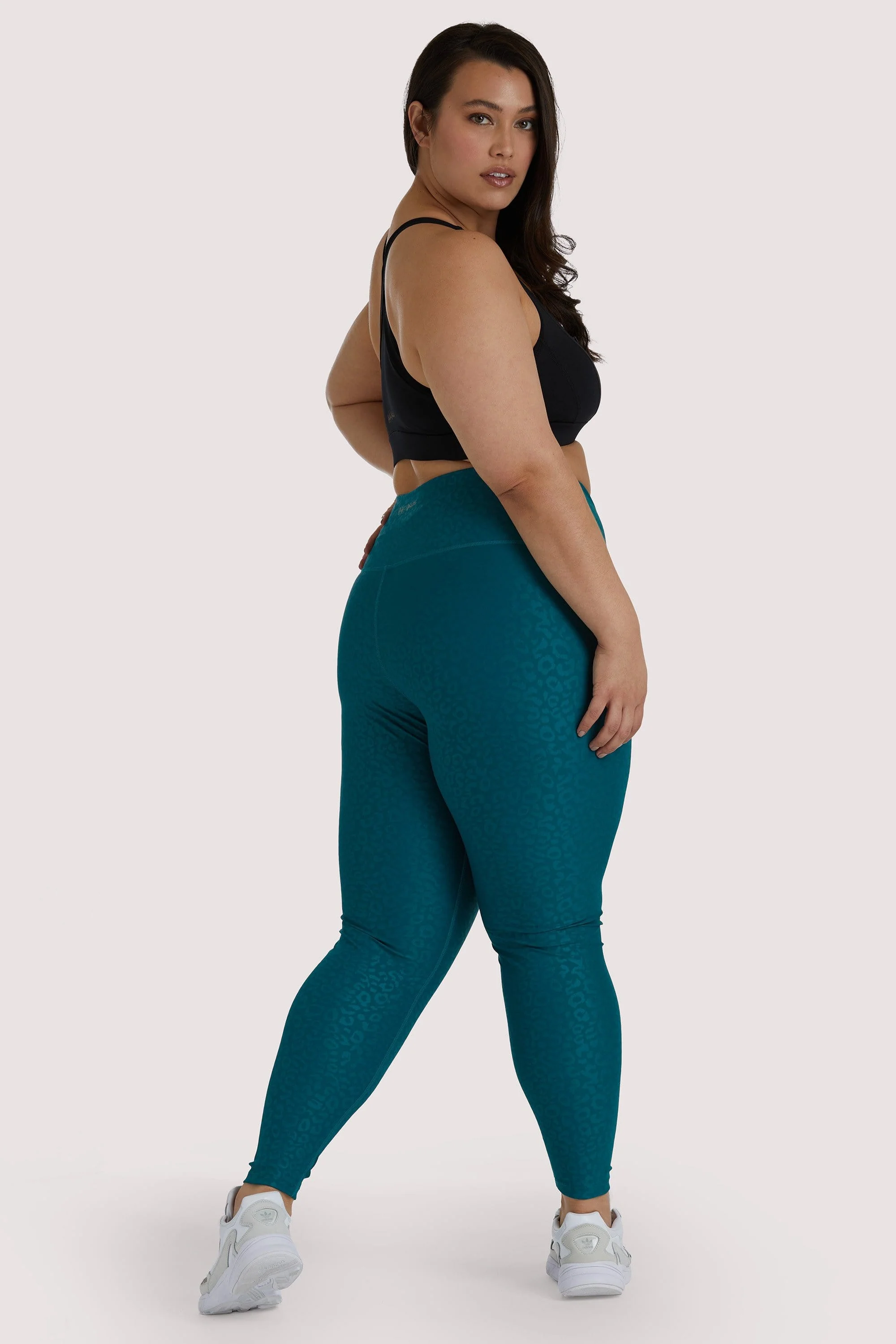Teal Wet Look Curve Leggings - Image 3