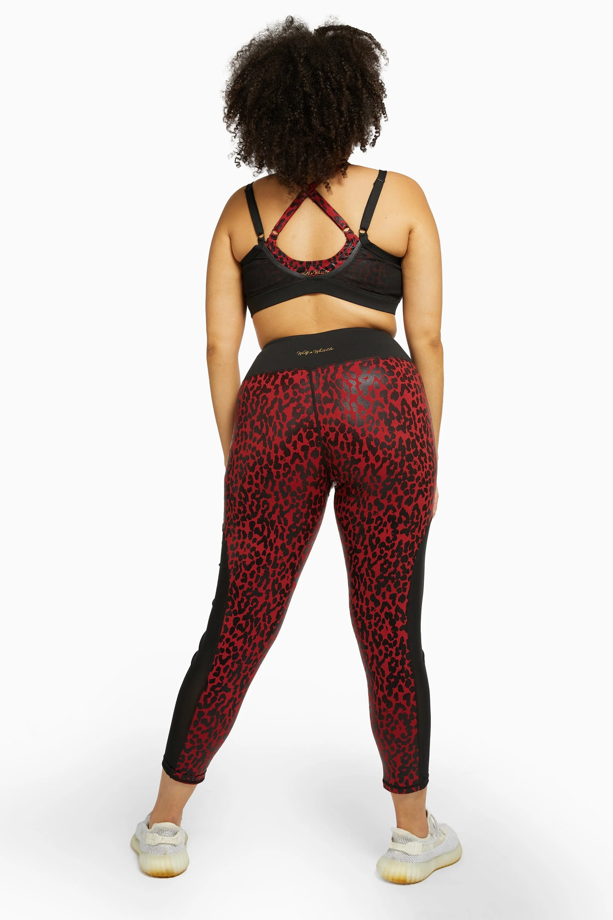 Dark Red and Black Leopard Wet Look Sports Bra Curve - Image 3