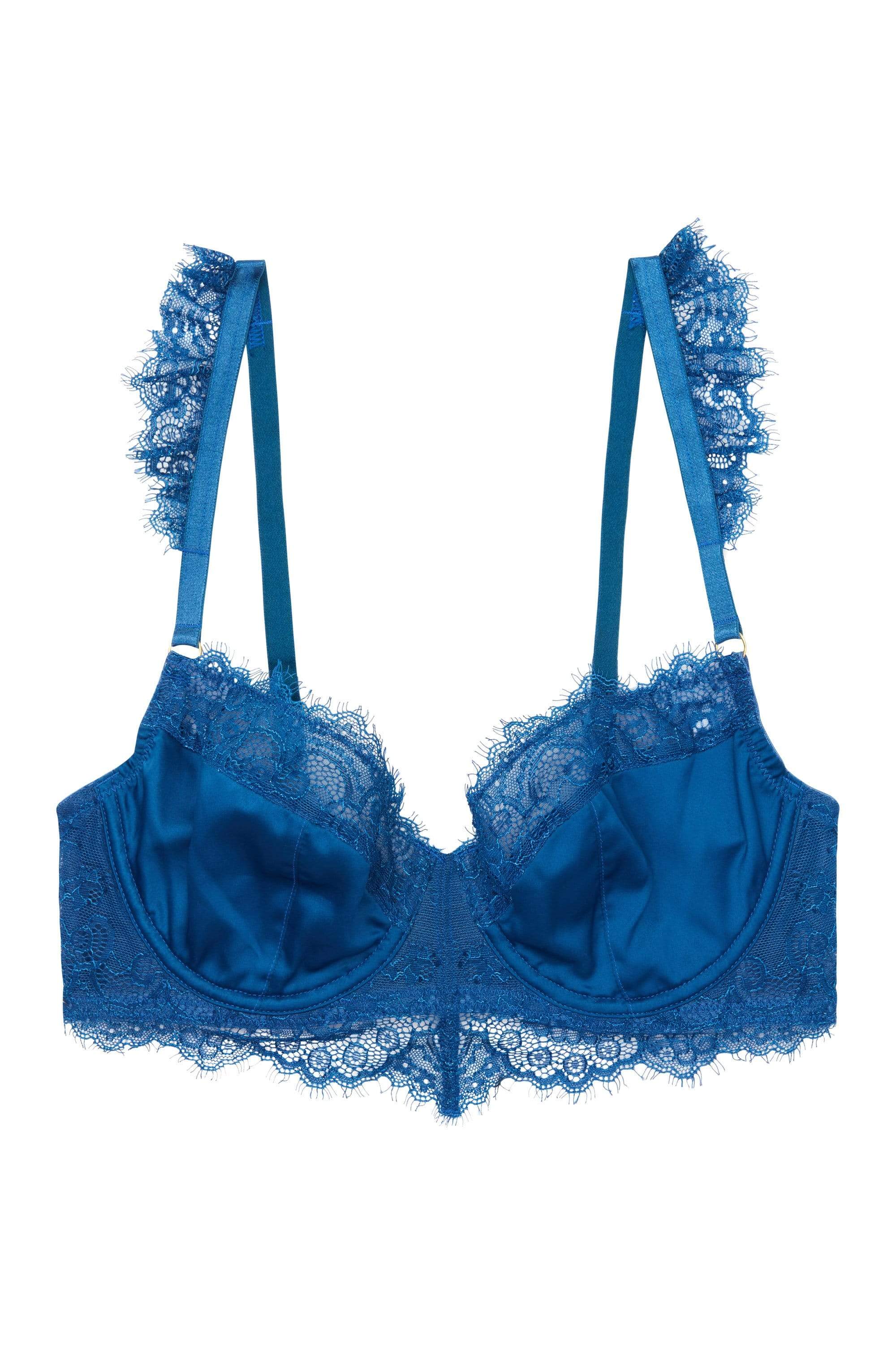 Wolf & Whistle Millie Demi Padded Eyelash Lace Bra Blue B - G - Image 4