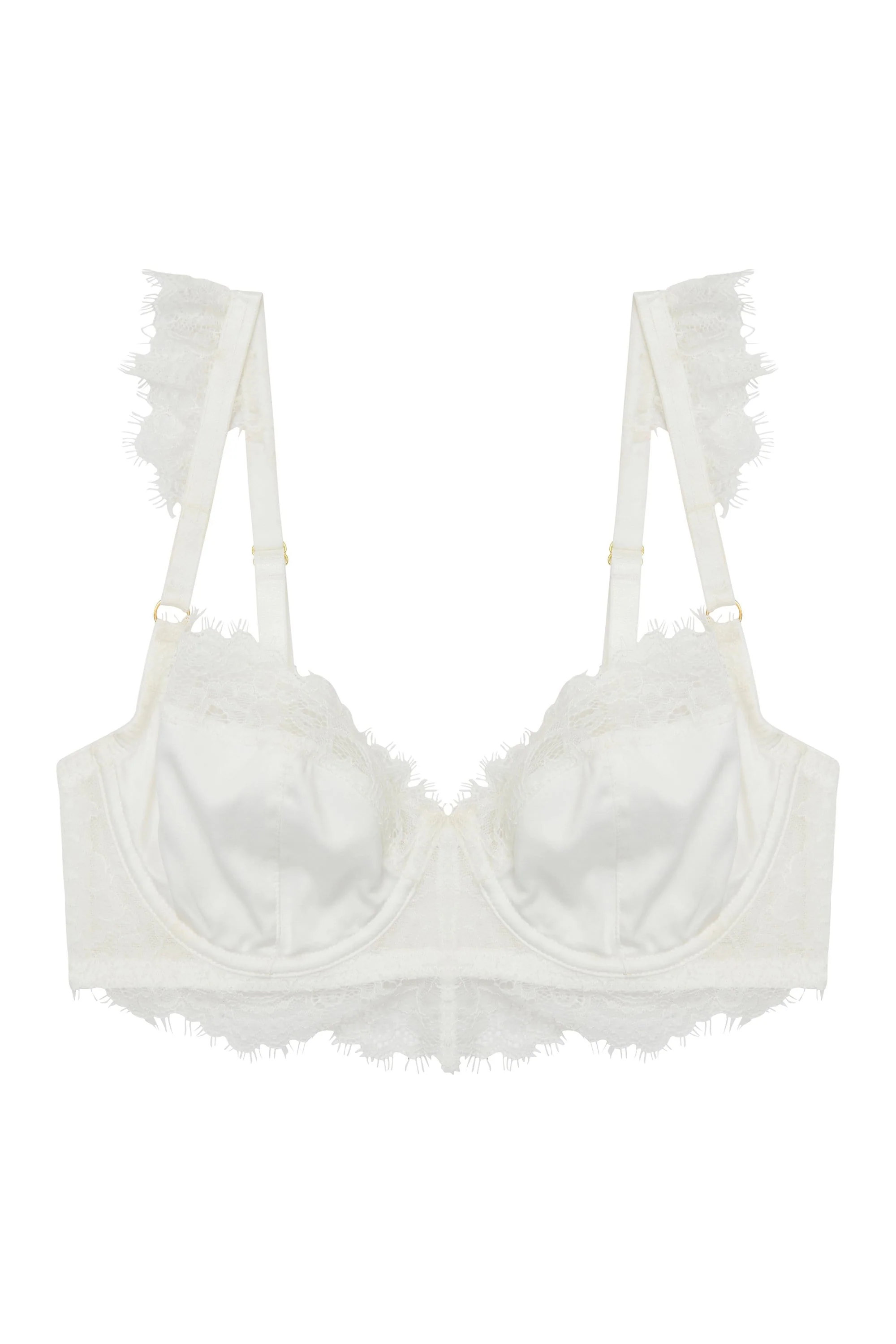 Wolf & Whistle Millie Demi Padded Eyelash Lace Bra Ivory B - G - Image 4