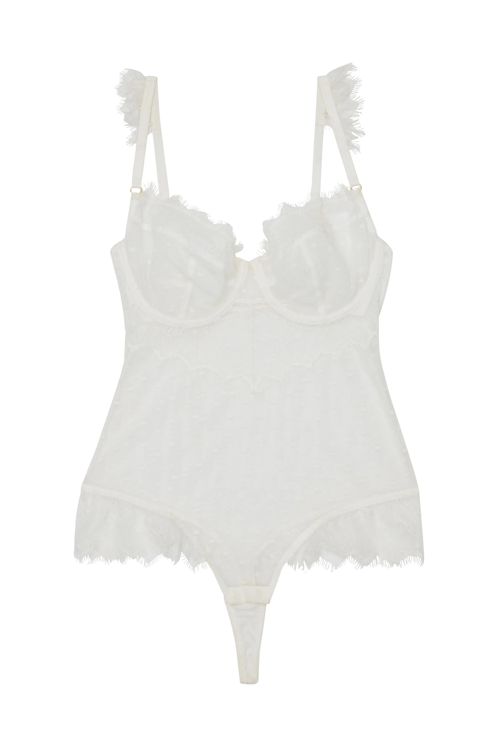 Wolf & Whistle Aime Dot Mesh and Lace Body Ivory - Image 4