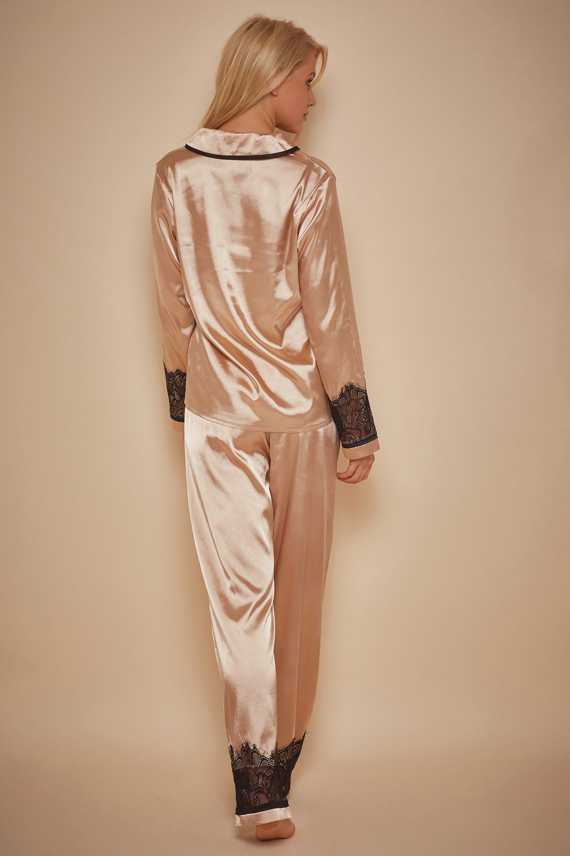 Wolf & Whistle Emmy Eyelash Lace Trim Long Sleeve PJ Set - Image 3