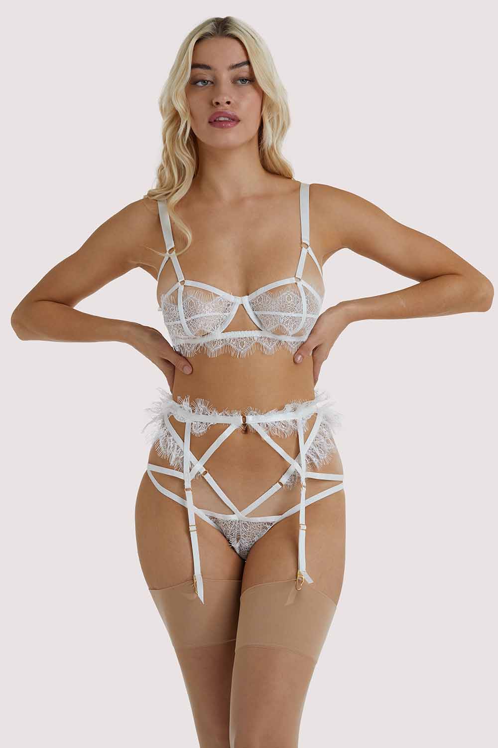 Chantal White Lace Suspender - Image 3