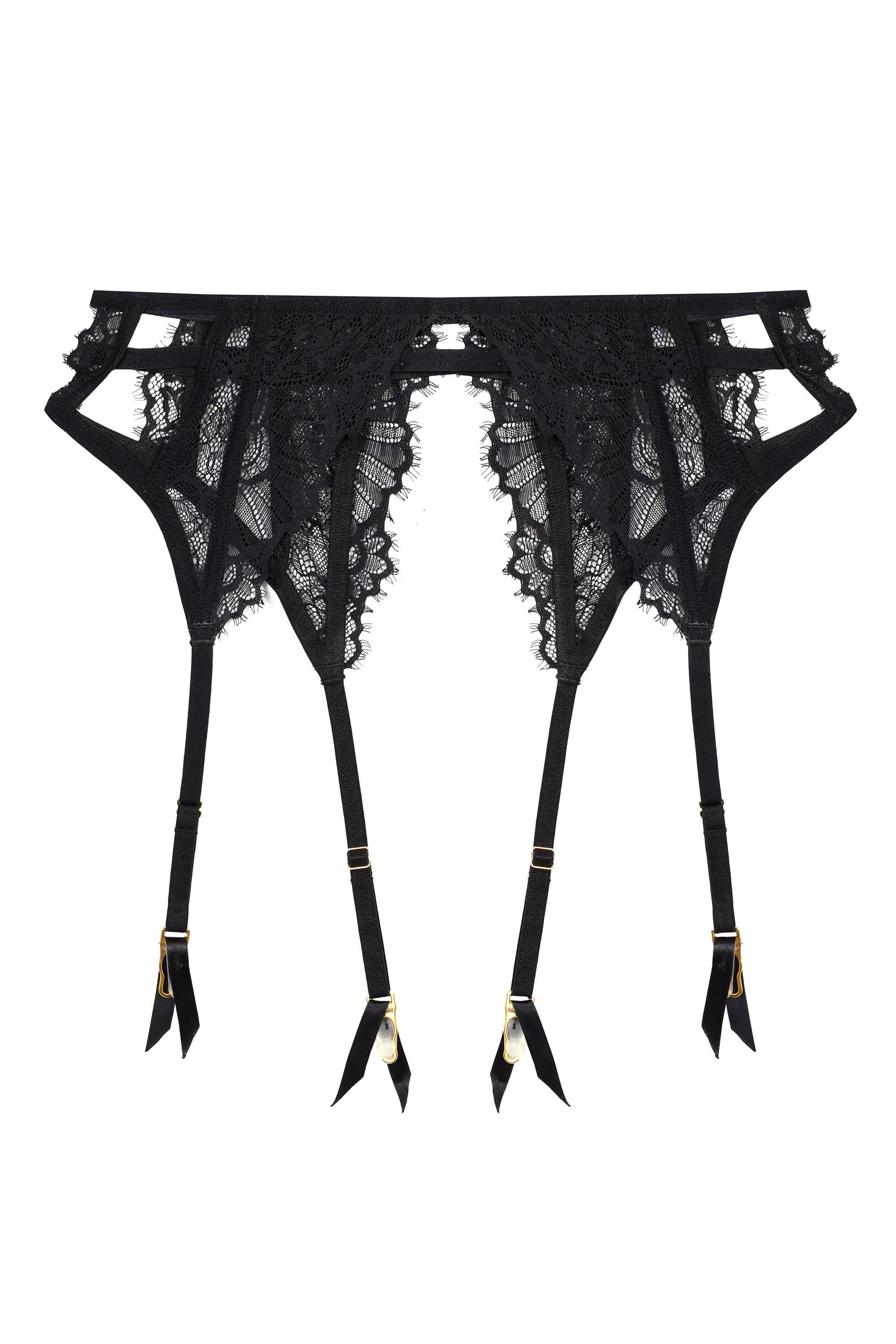 Fleur Black Caged Lace Suspender - Image 4
