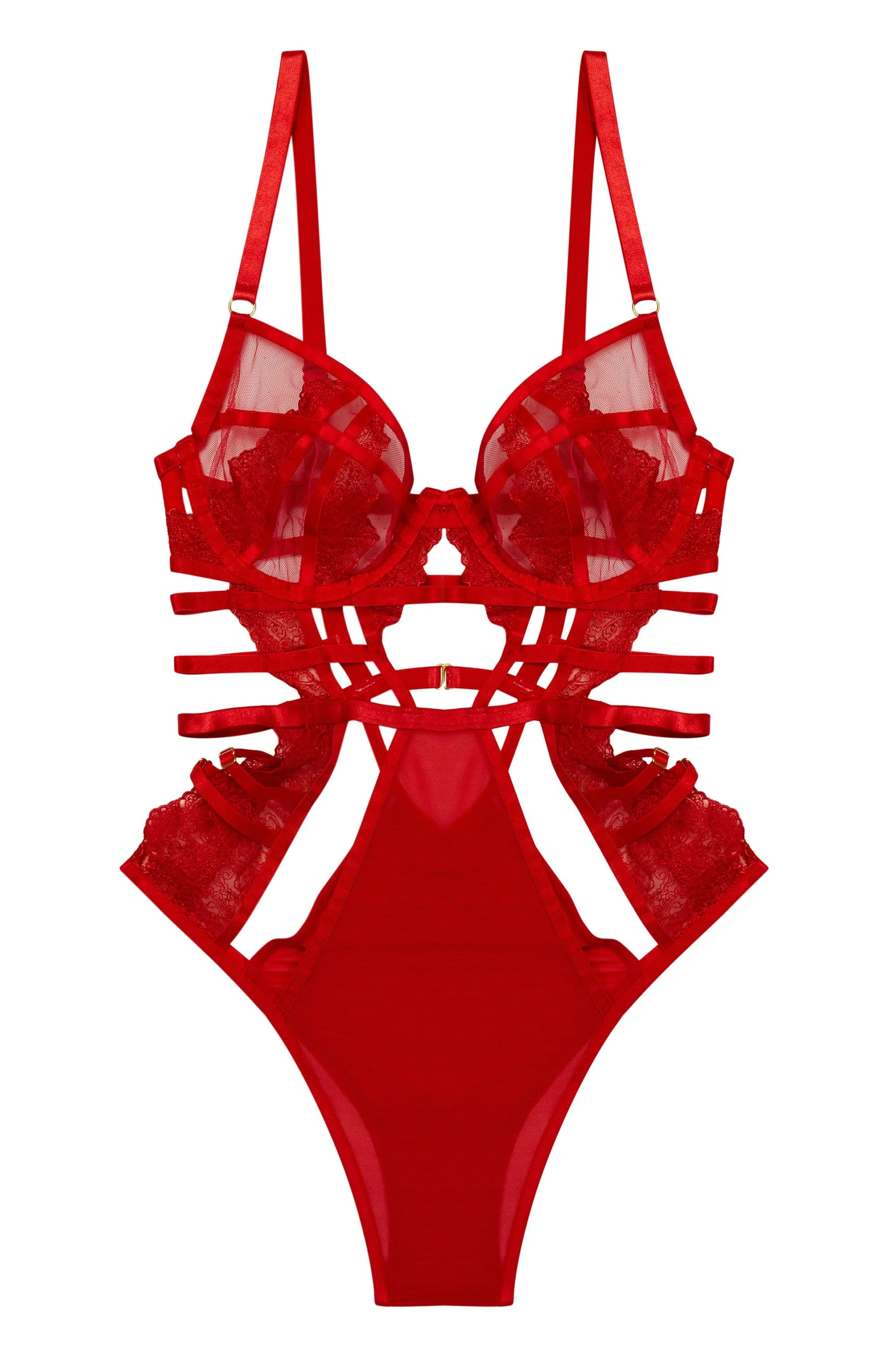 Armelle Red Cut Out Strappy Body - Image 4