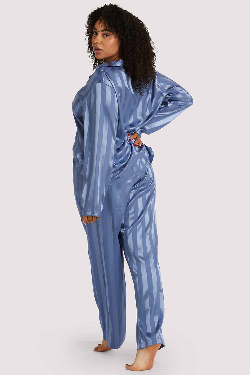 Blue Stripe Satin Pyjama Set - Image 3
