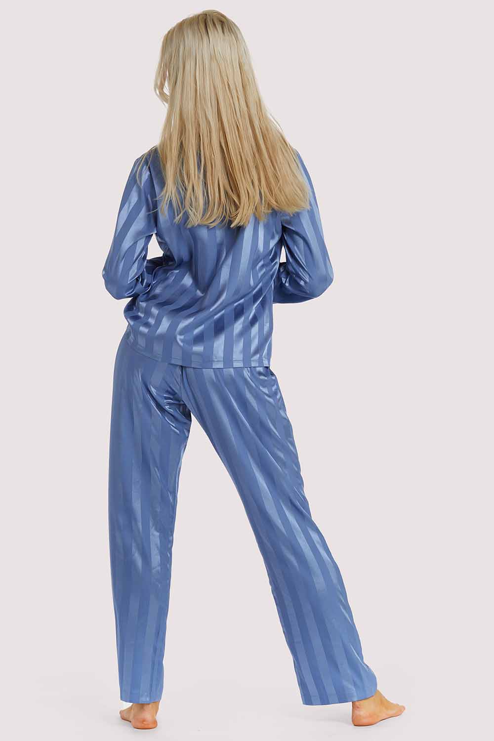 Blue Stripe Satin Pyjama Set - Image 6